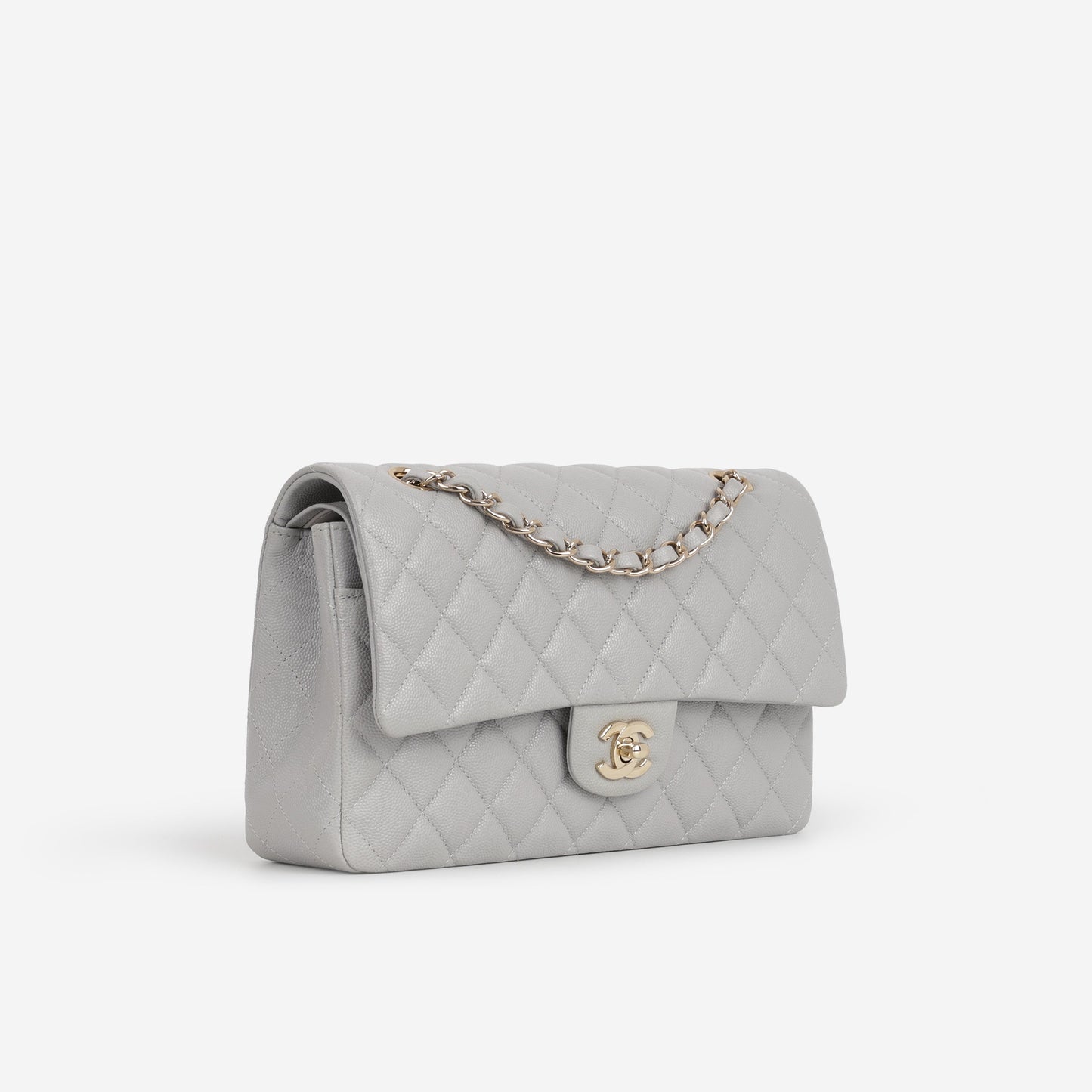 Chanel Medium Classic Flap - Grey Caviar | Champagne Gold Hardware