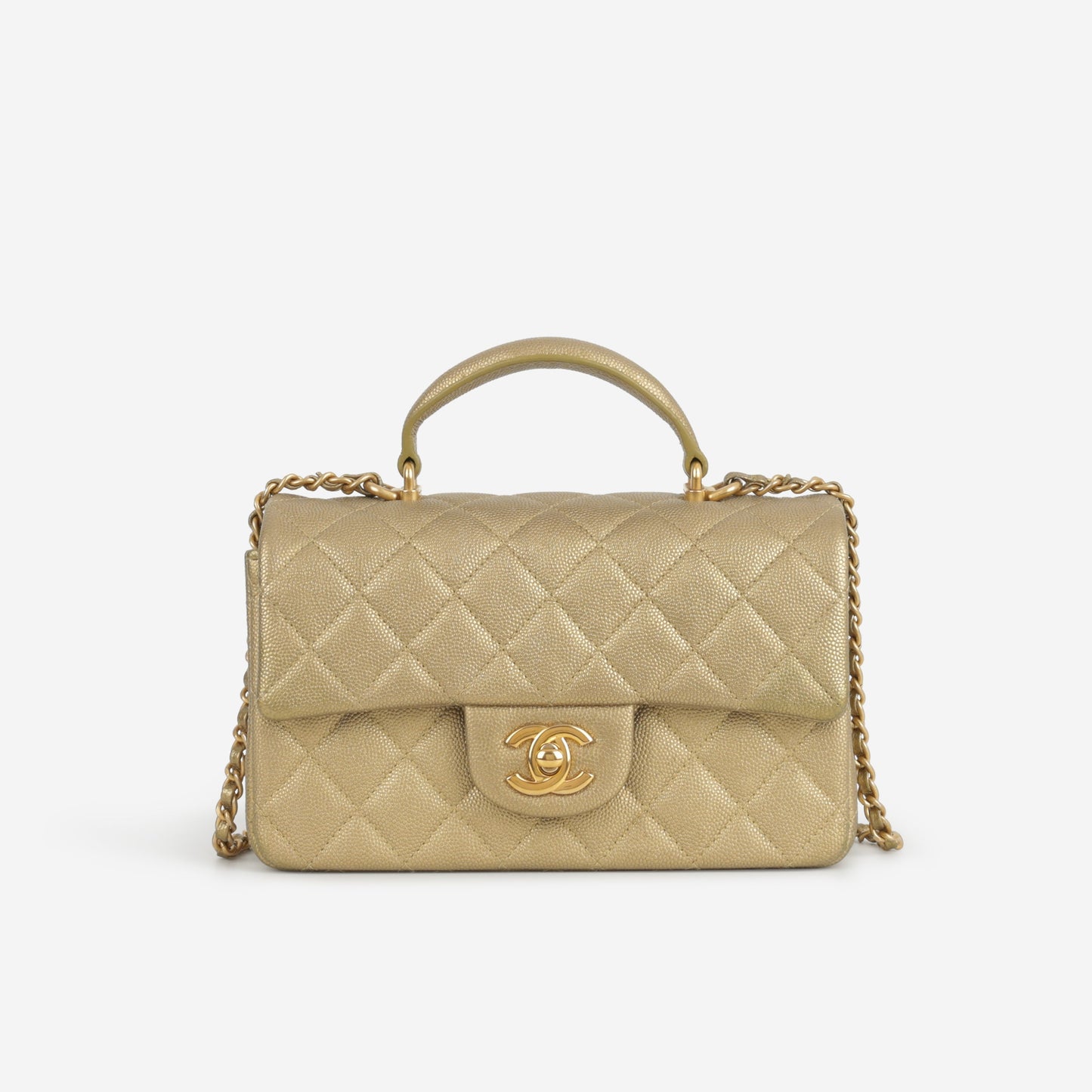 Chanel Mini Top Handle Flap - Gold Caviar | Gold Hardware