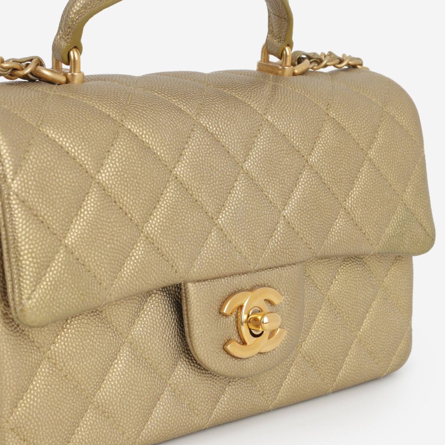 Chanel Mini Top Handle Flap - Gold Caviar | Gold Hardware