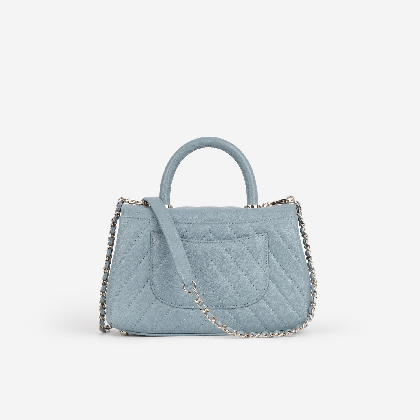 Chanel Small Coco Handle - Blue Chevron | Champagne Gold Hardware