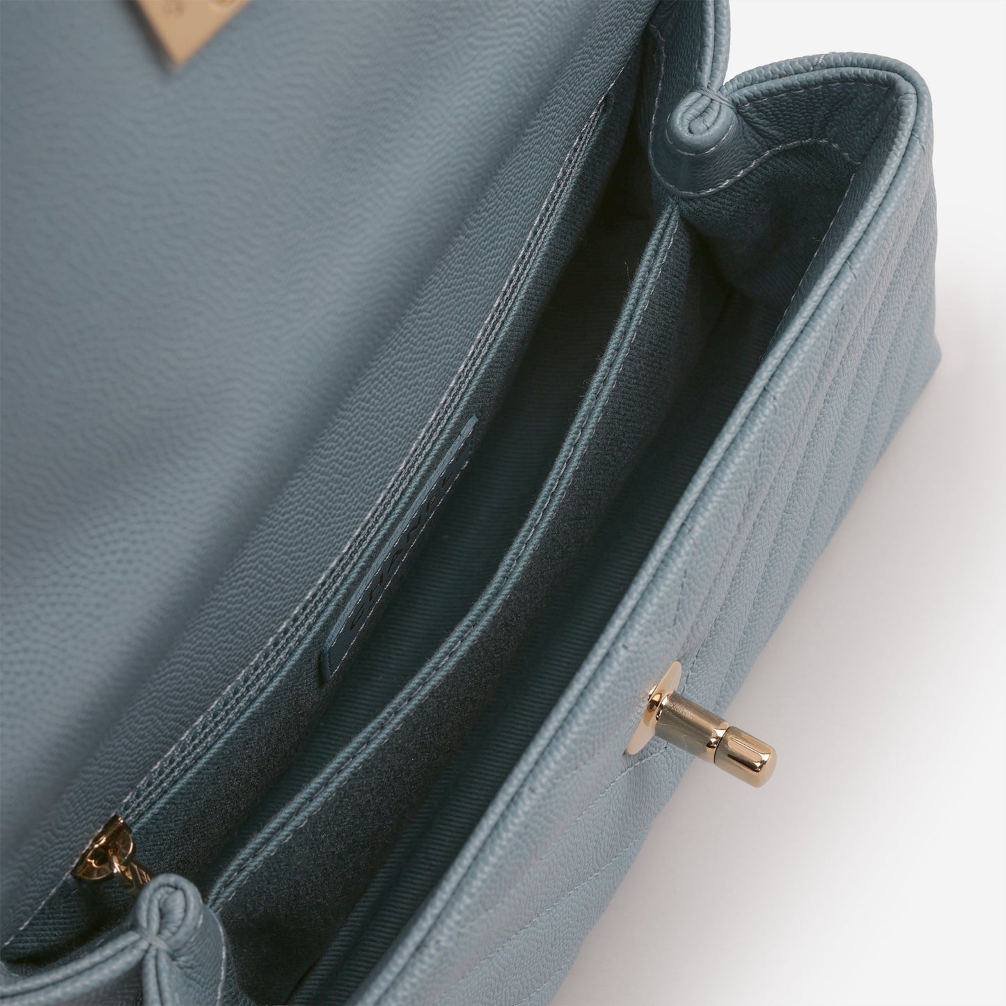 Chanel Small Coco Handle - Blue Chevron | Champagne Gold Hardware