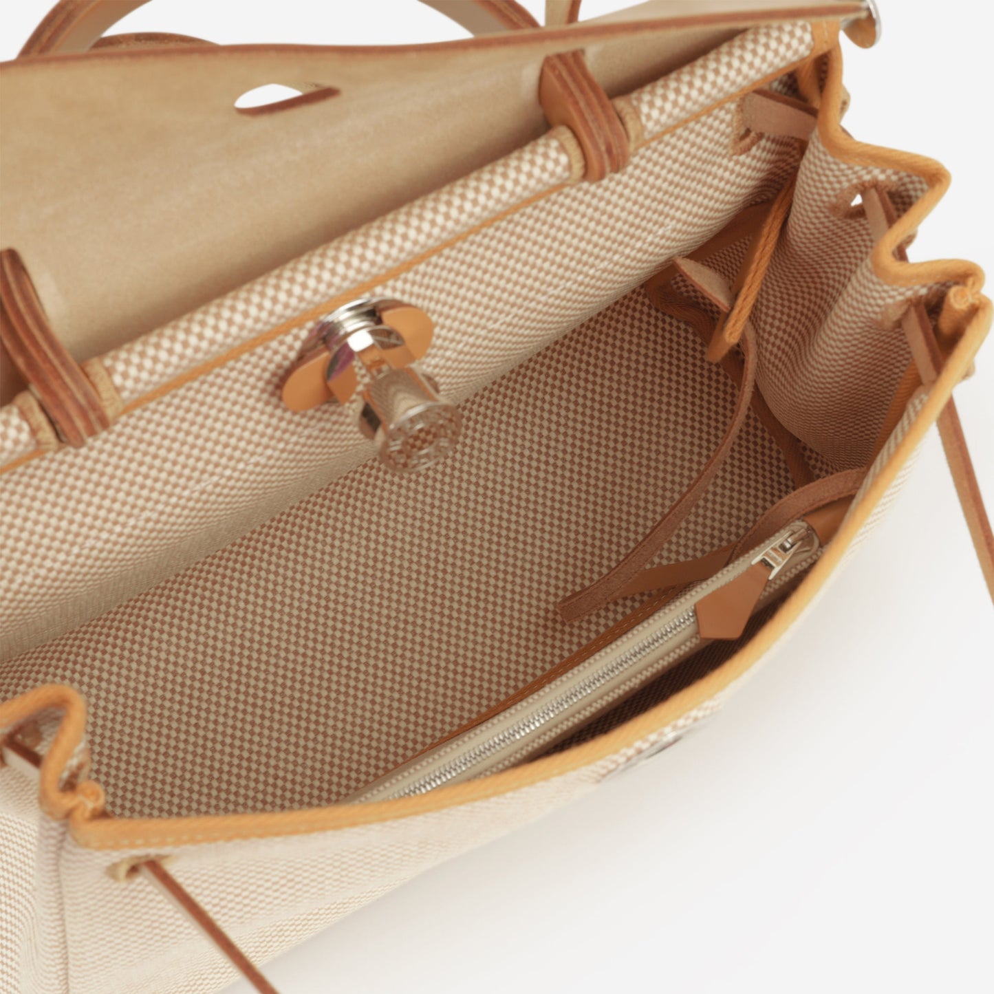 Hermès Herbag 31 - Ecru Viking Criss Toile Canvas / Naturel Sable Hunter | Palladium Hardware