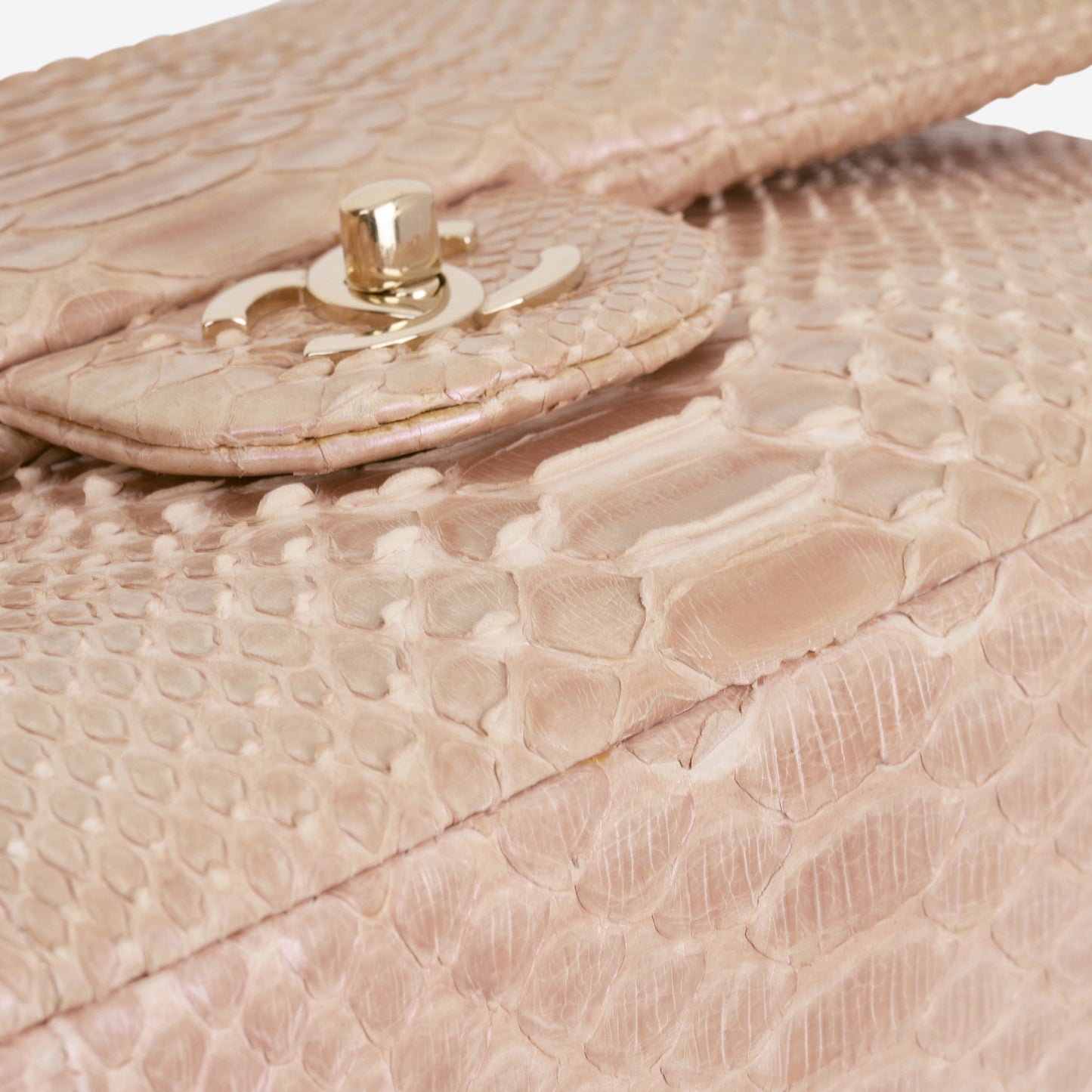 Chanel Classic Jumbo Double Flap - Iridescent Pink Pyhton | Champagne Gold Hardware