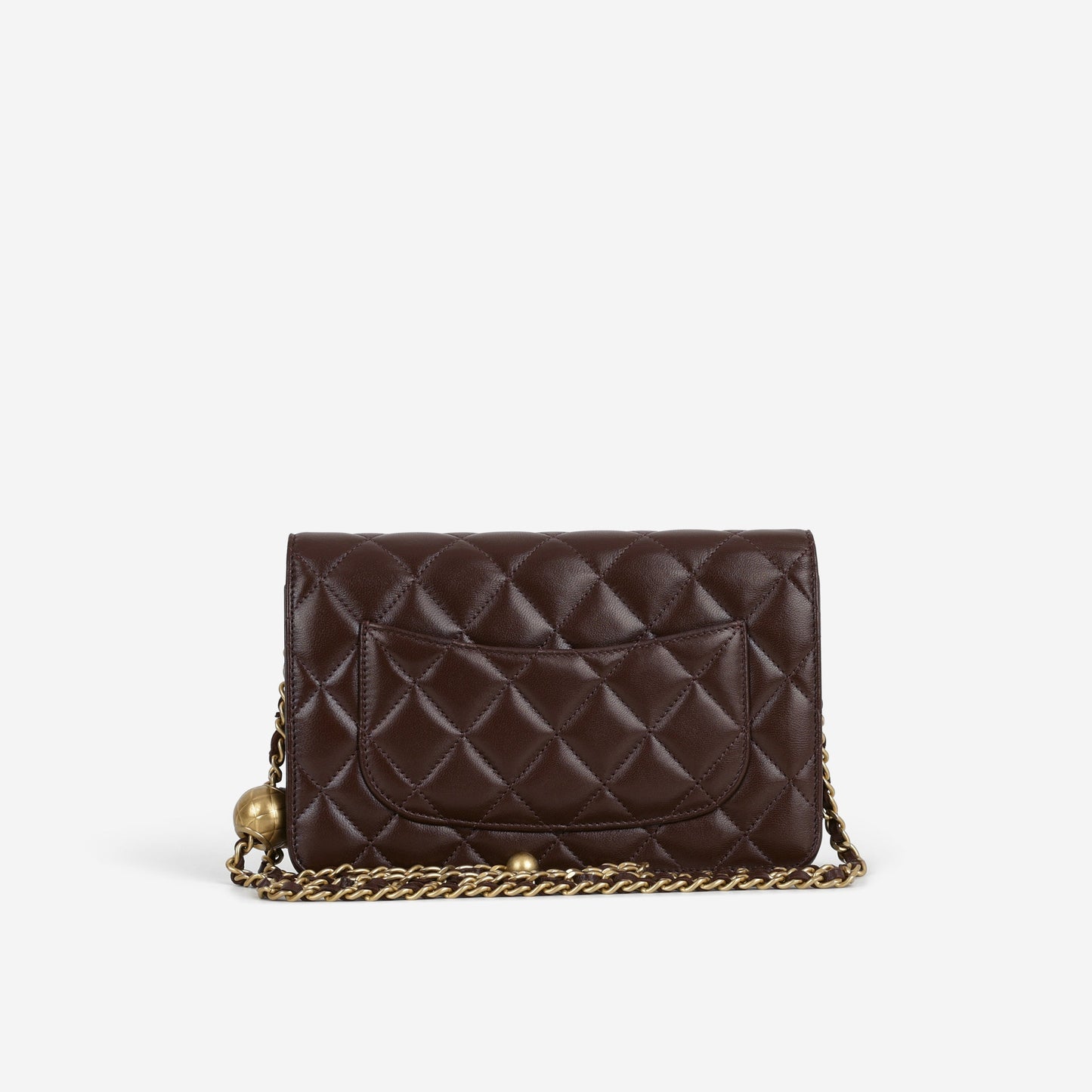 Chanel Pearl Crush Wallet On Chain - Brown Lambskin | Gold Hardware