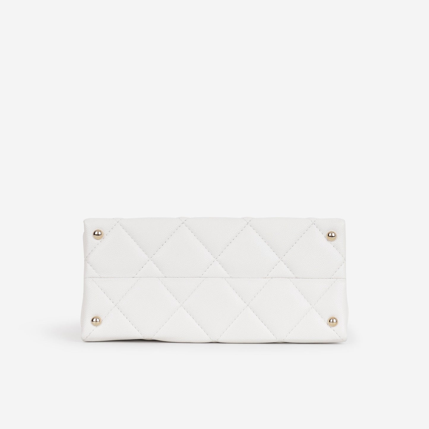 Chanel Retro Twist Top Handle Flap - White Caviar | Champagne Gold Hardware