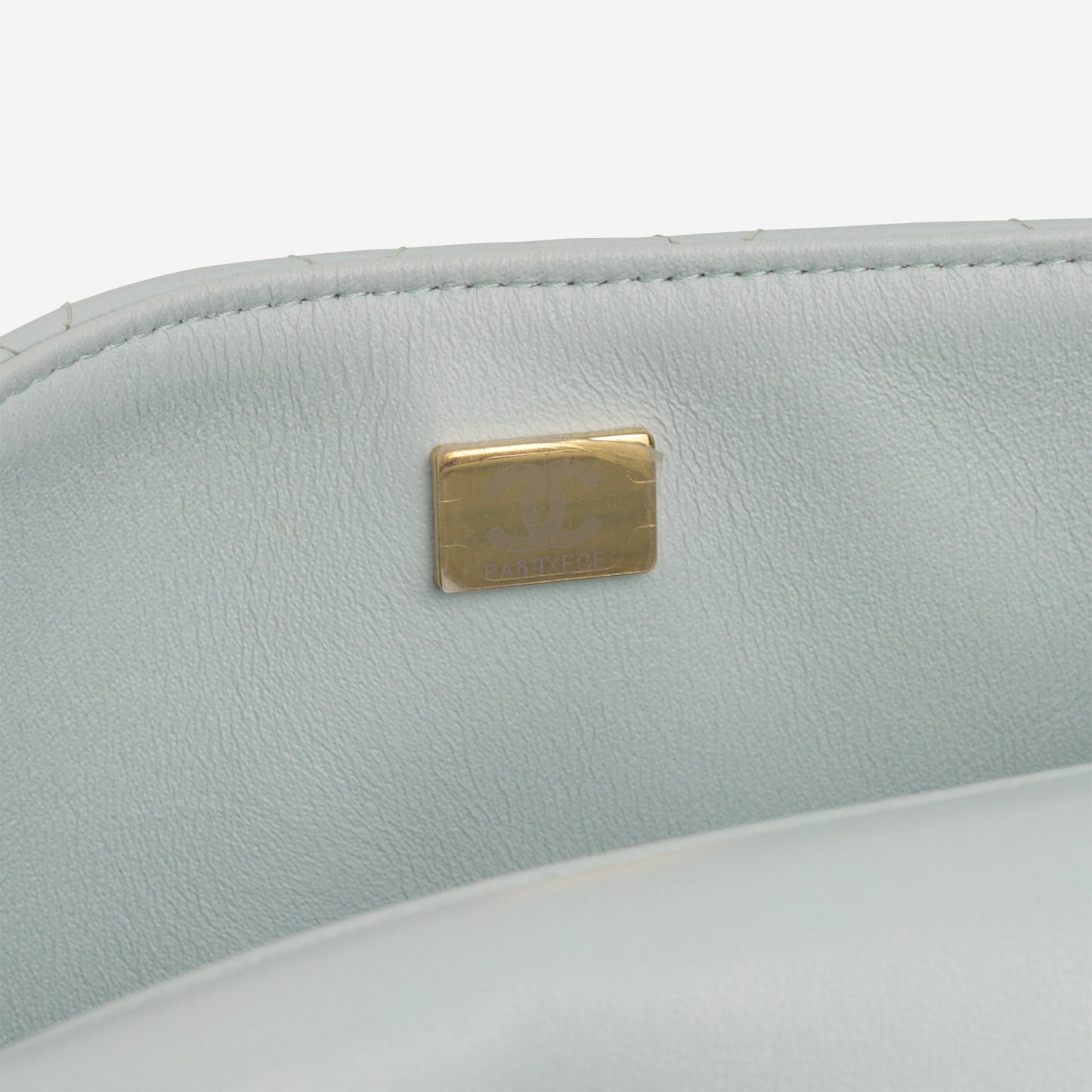 Chanel Mini Rectangular Top Handle - Blue Lambskin | Champagne Gold Hardware