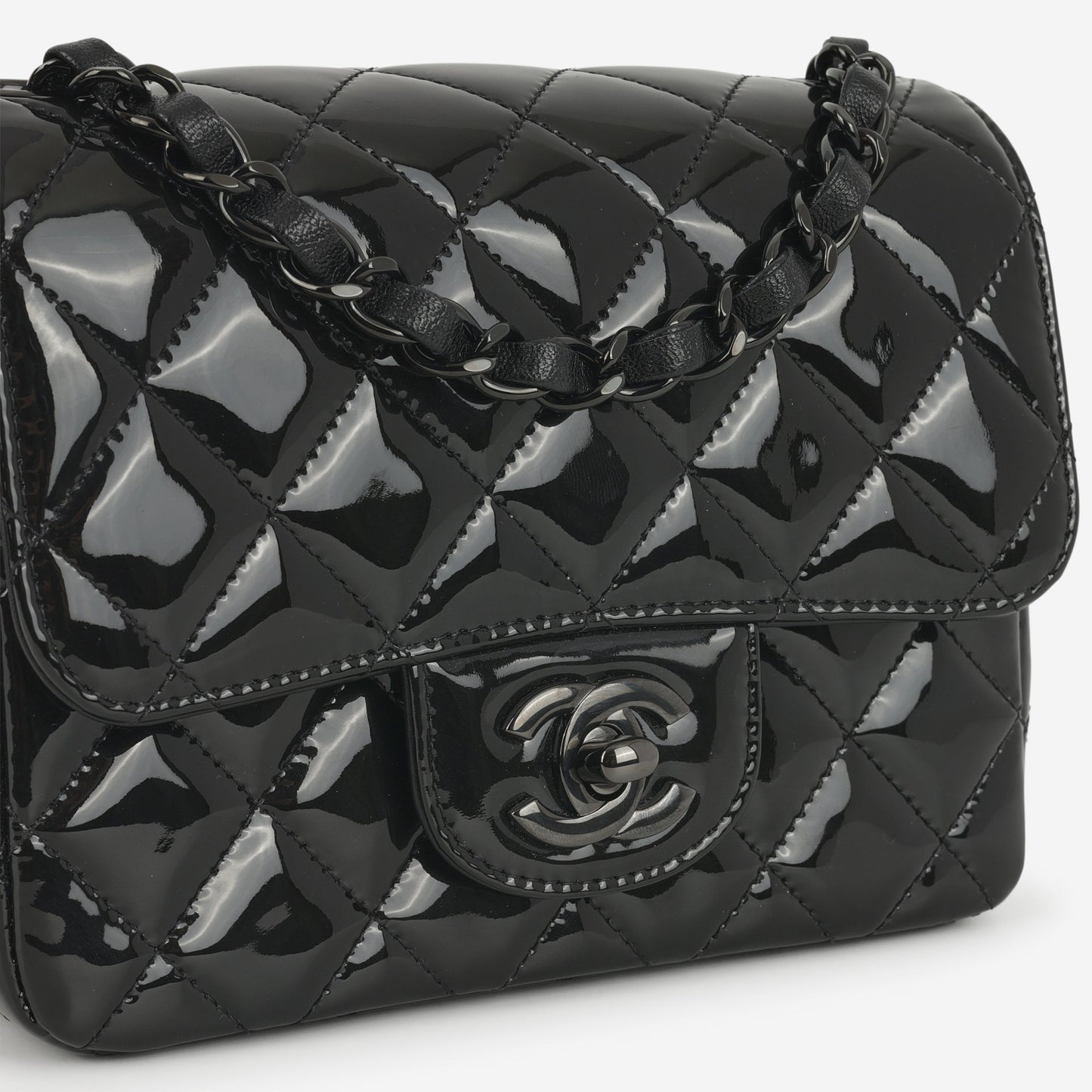 Chanel Mini Flap Square - So Black Patent | Black Hardware