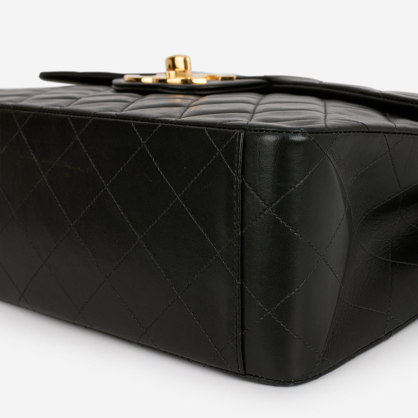 Chanel Vintage XL Single Flap - Black Lambskin | Gold Hardware