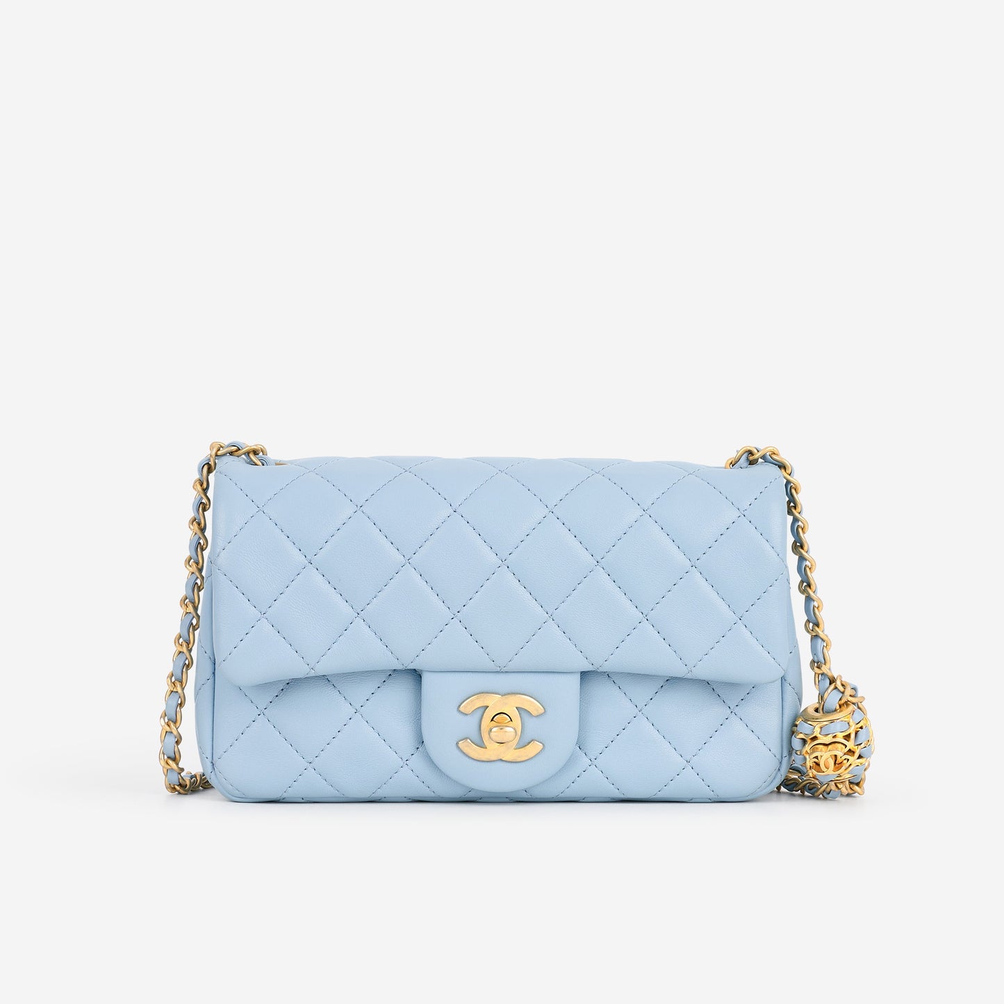 Chanel Mini Rectangular Pearl Crush - Blue Lambskin | Aged Gold Hardware