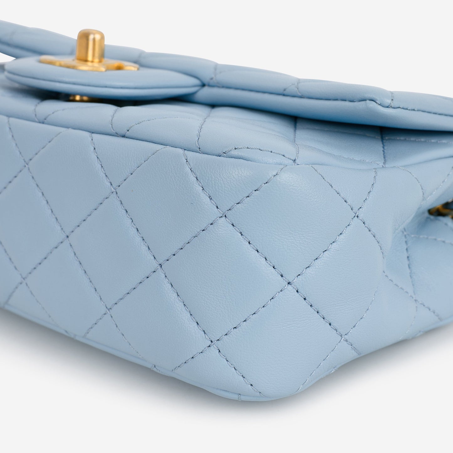 Chanel Mini Rectangular Pearl Crush - Blue Lambskin | Aged Gold Hardware