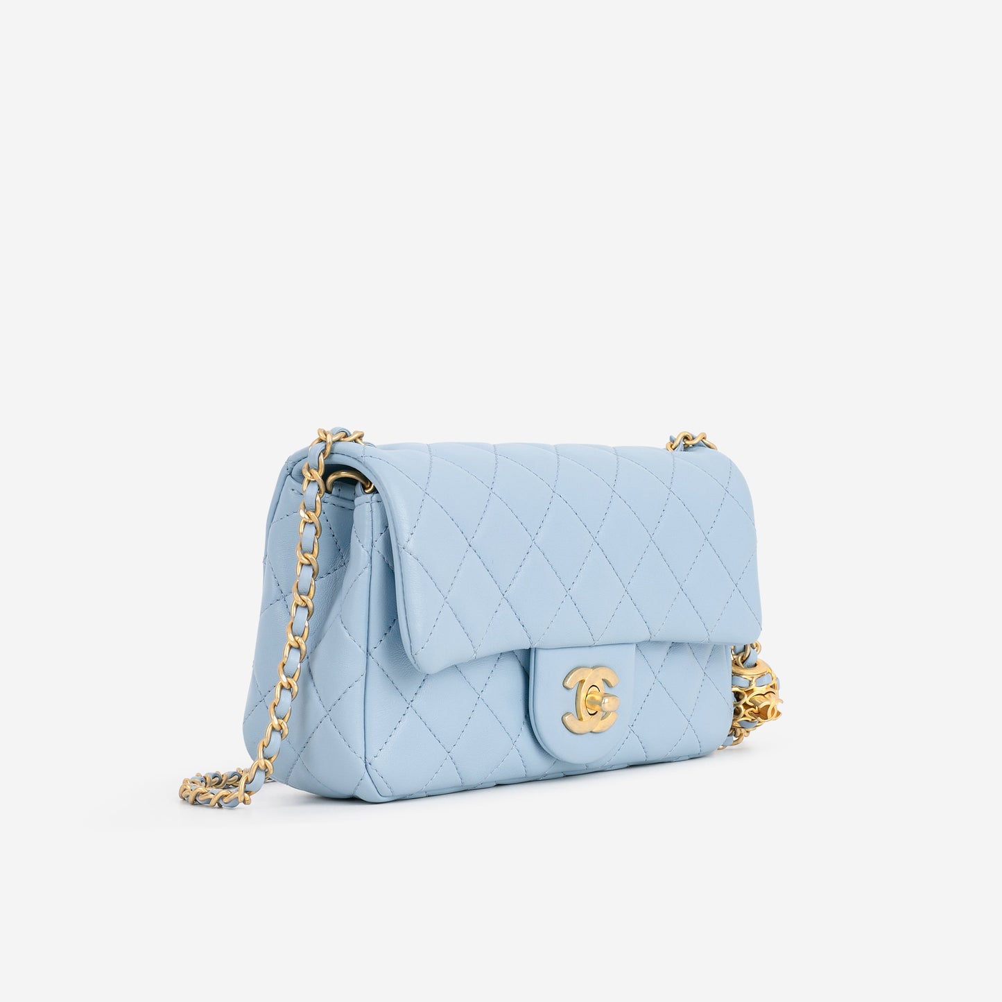 Chanel Mini Rectangular Pearl Crush - Blue Lambskin | Aged Gold Hardware