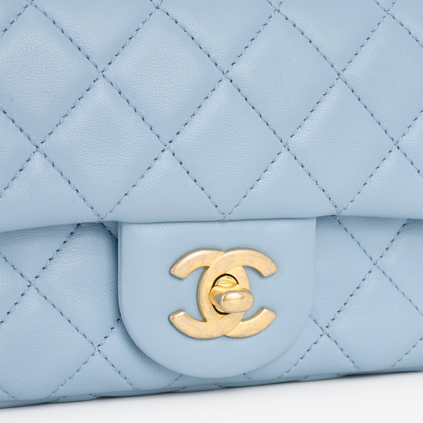 Chanel Mini Rectangular Pearl Crush - Blue Lambskin | Aged Gold Hardware