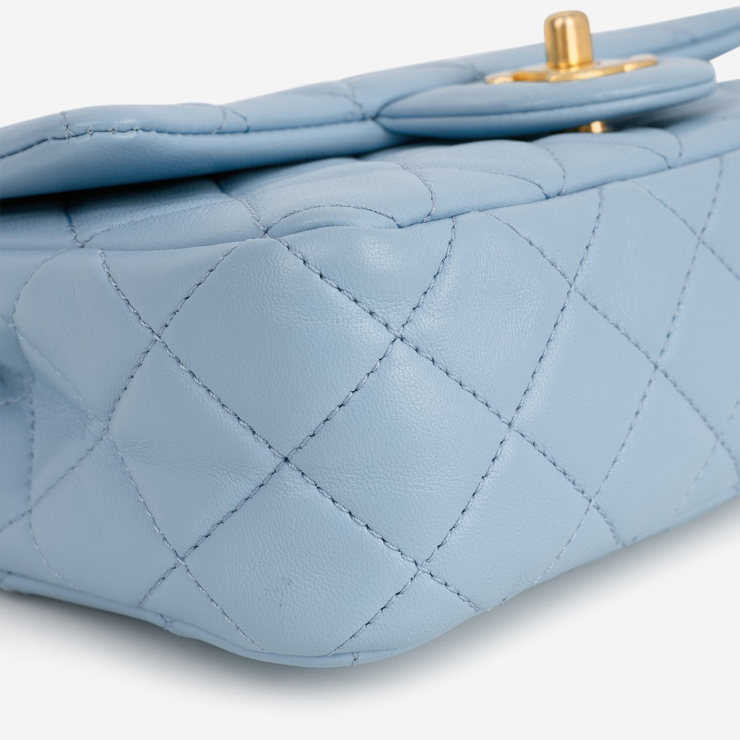 Chanel Mini Rectangular Pearl Crush - Blue Lambskin | Aged Gold Hardware