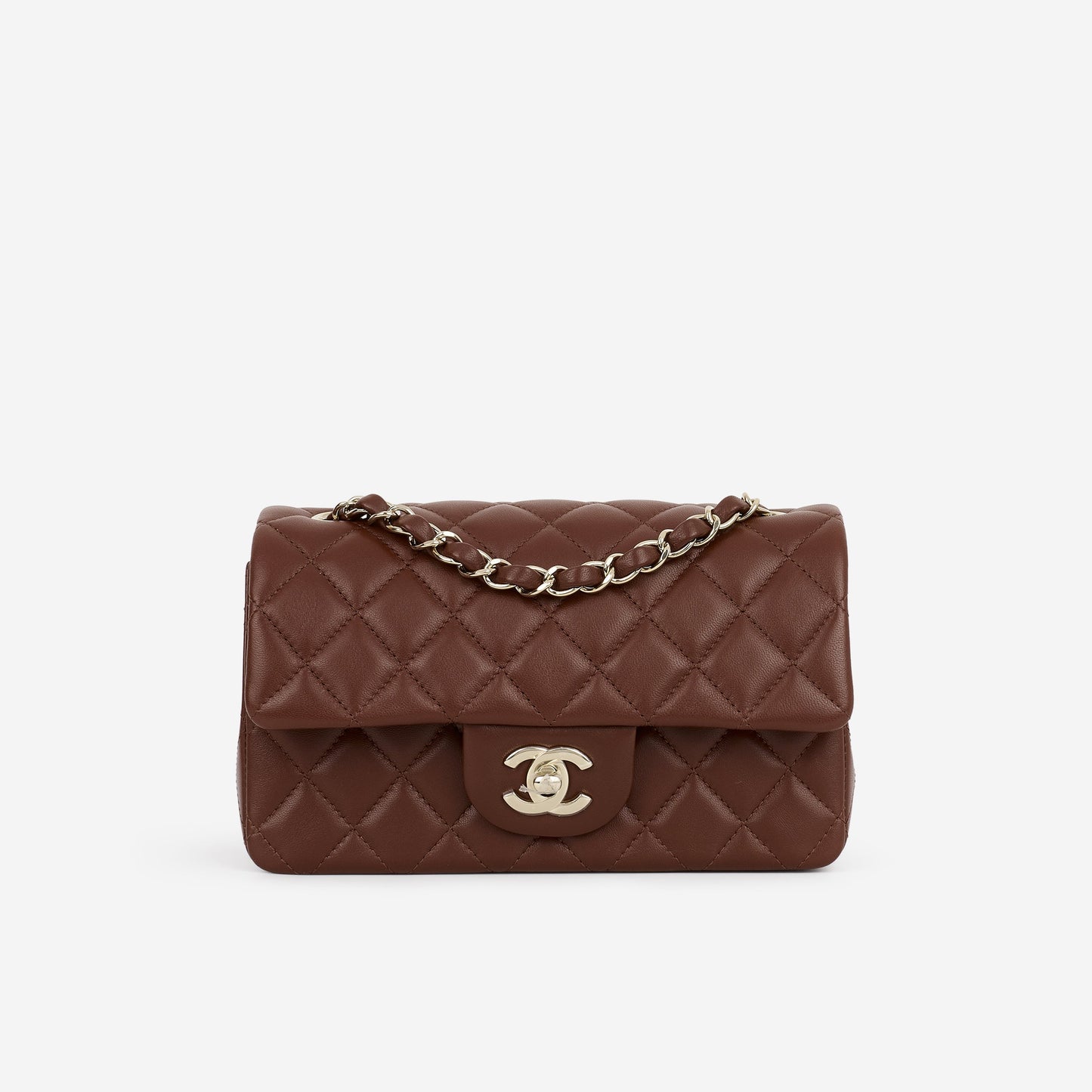 Chanel Mini Flap Rectangular - Brown Lambskin | Champagne Gold Hardware