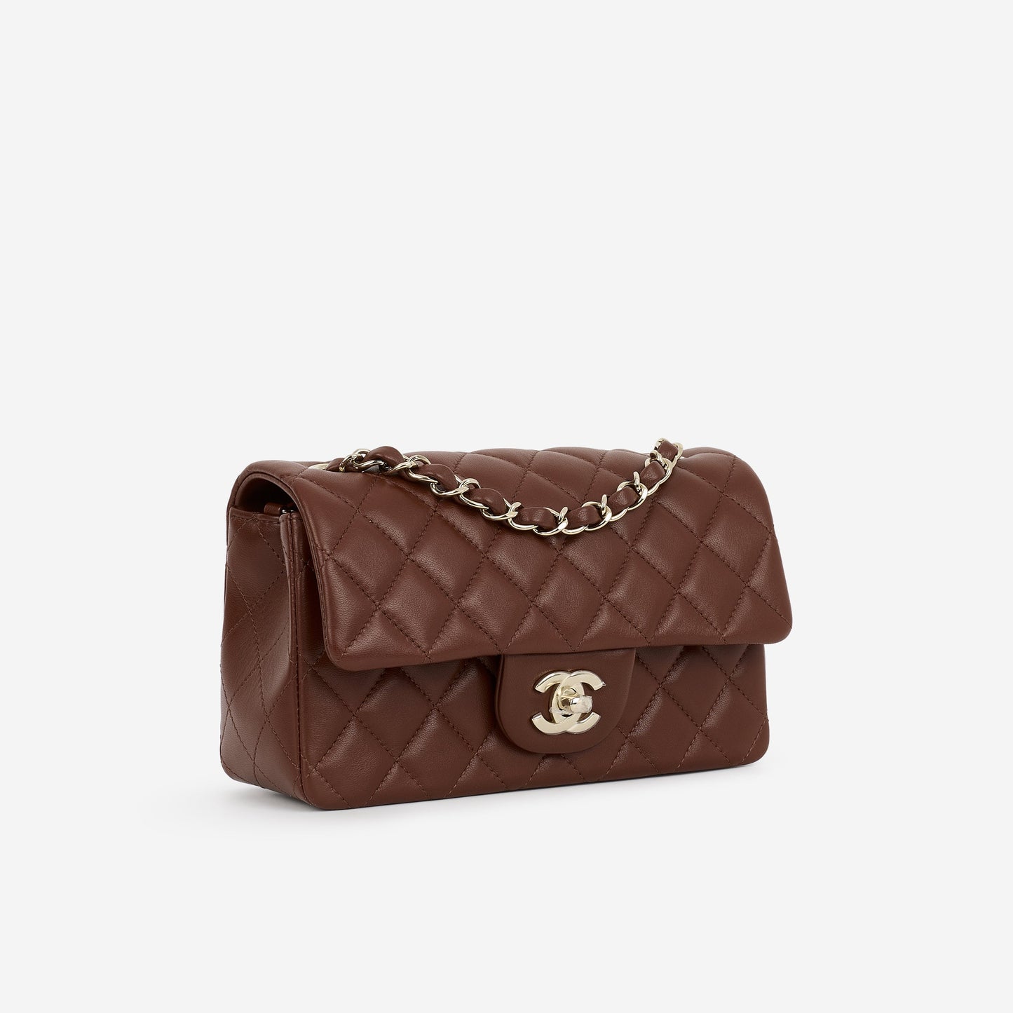 Chanel Mini Flap Rectangular - Brown Lambskin | Champagne Gold Hardware