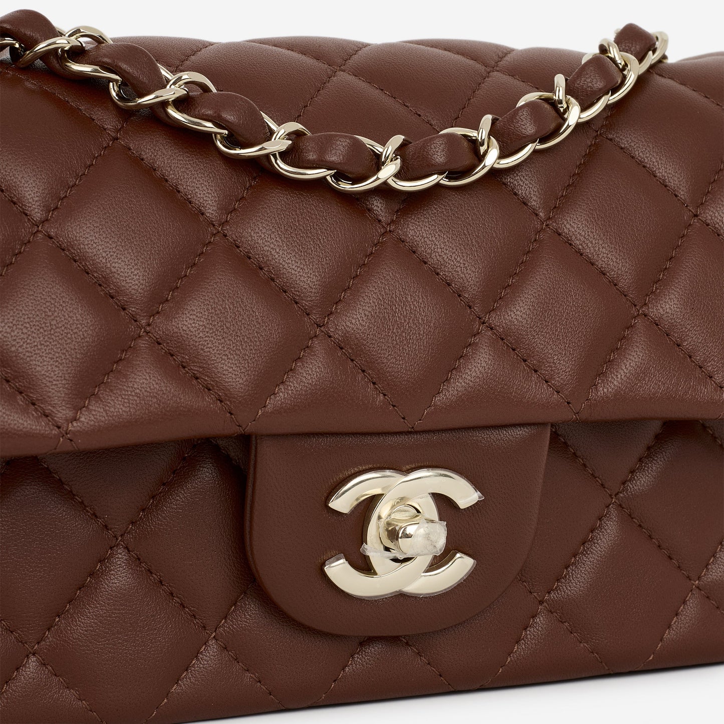 Chanel Mini Flap Rectangular - Brown Lambskin | Champagne Gold Hardware