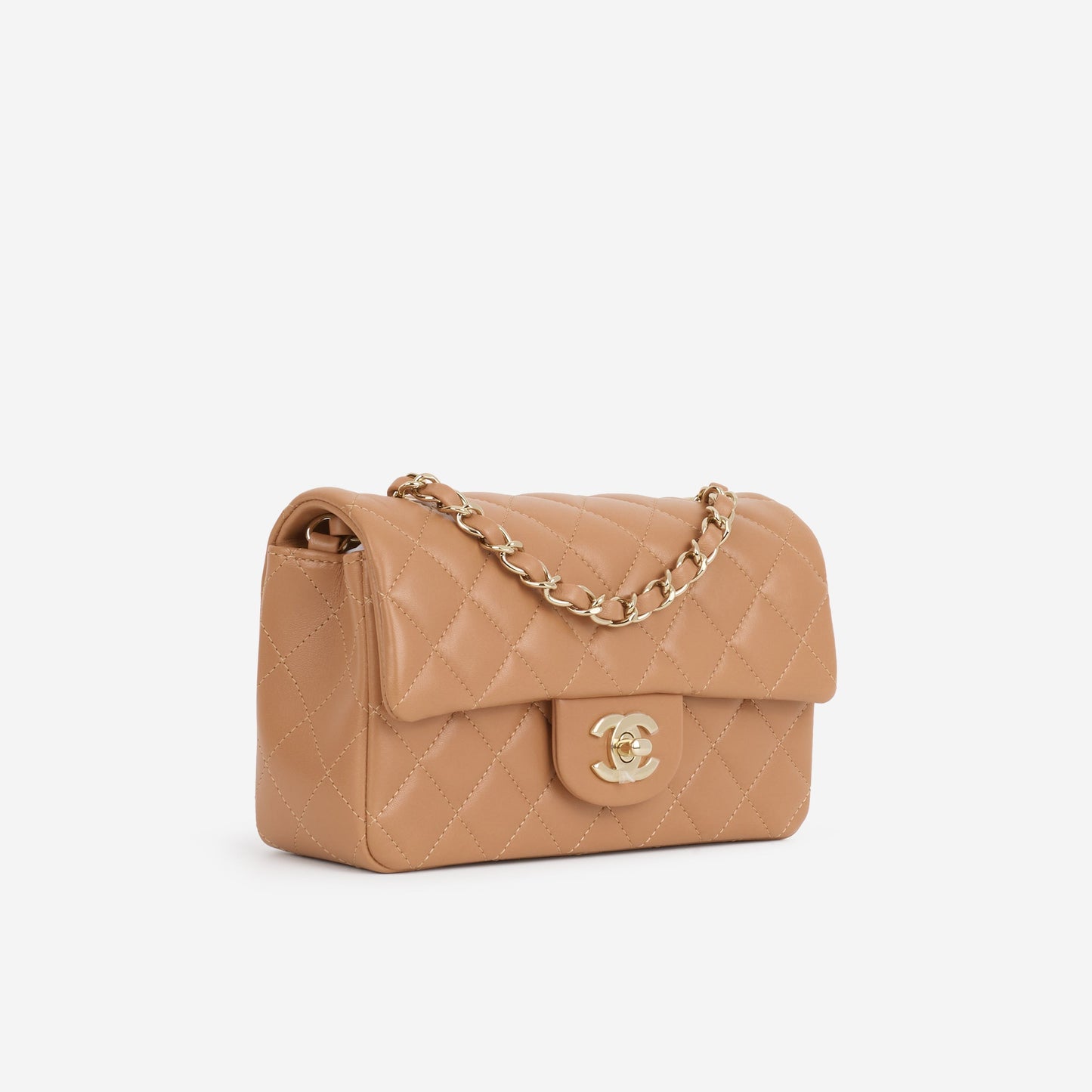 Chanel Mini Flap Rectangular - Caramel Lambskin | Champagne Gold Hardware