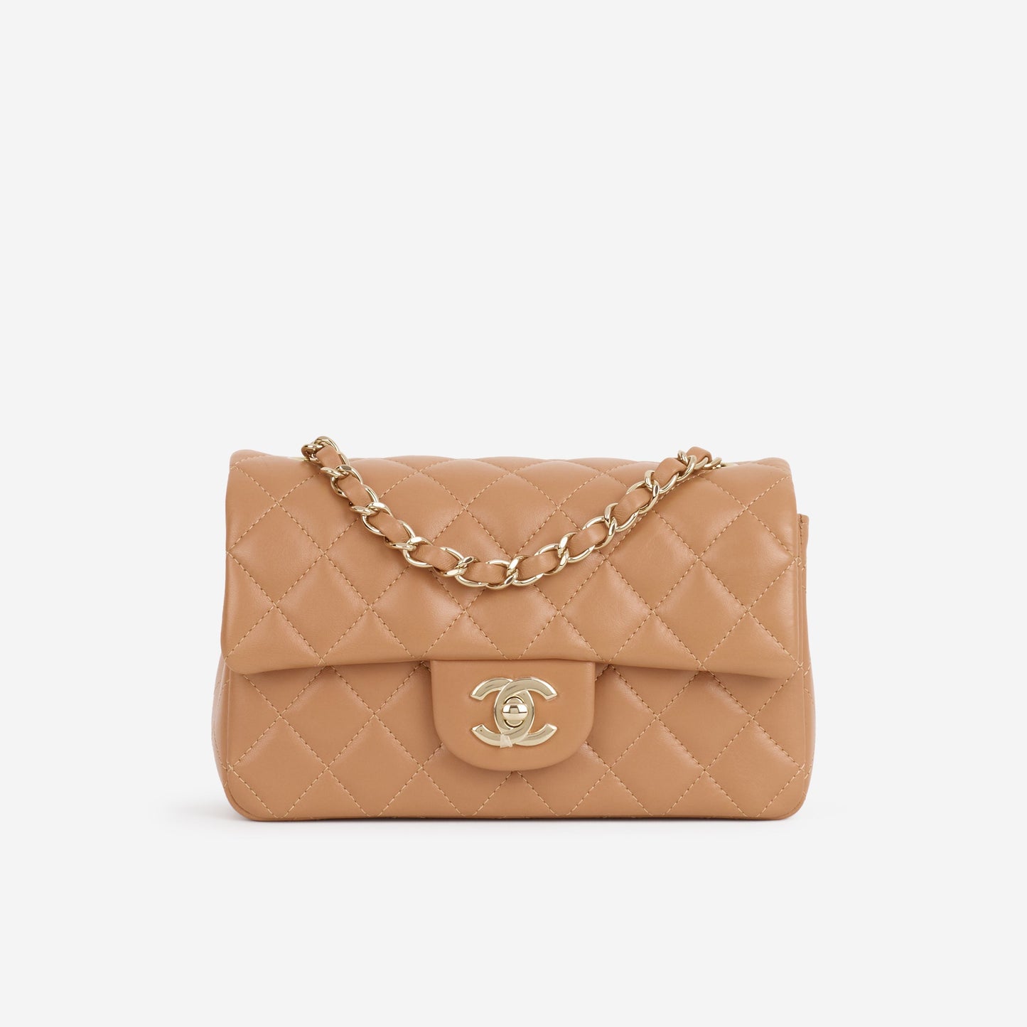 Chanel Mini Flap Rectangular - Caramel Lambskin | Champagne Gold Hardware