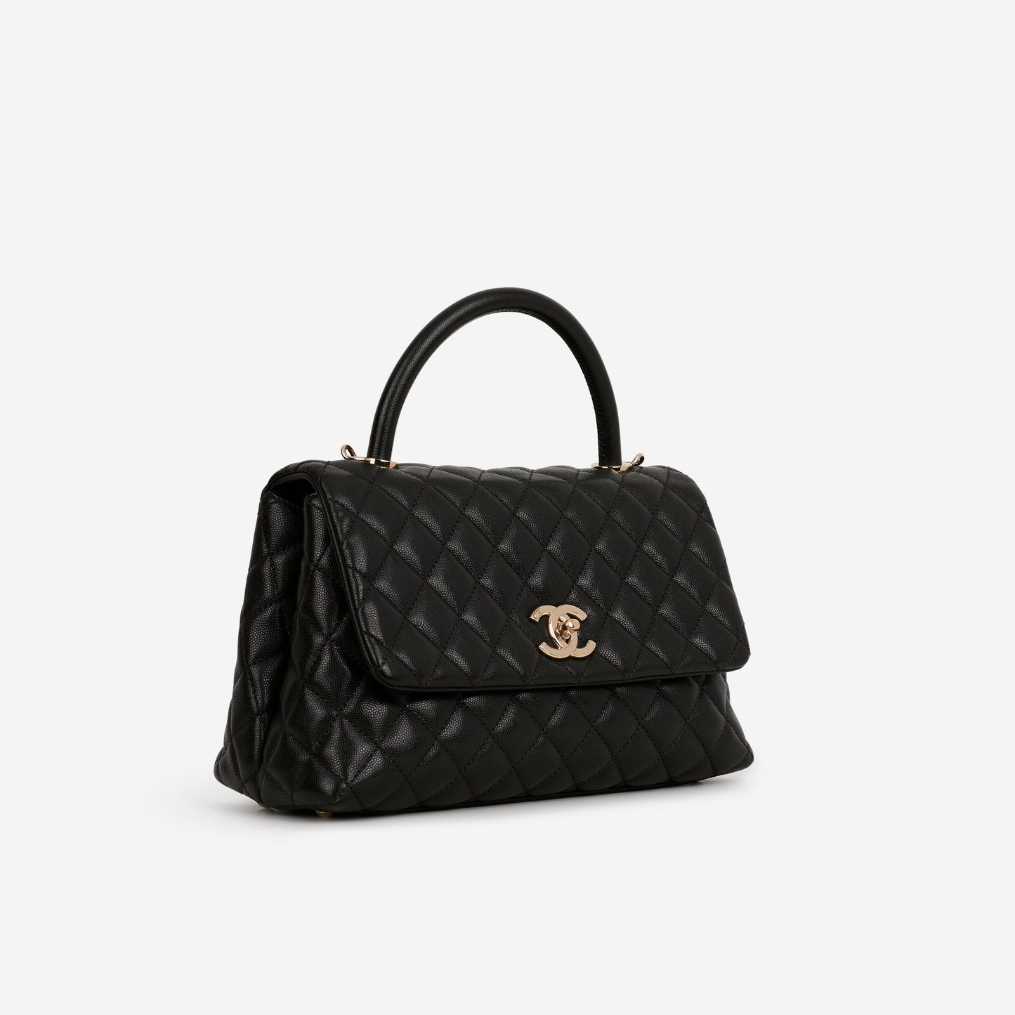 Chanel Medium Coco Handle - Black Caviar | Champagne Gold Hardware