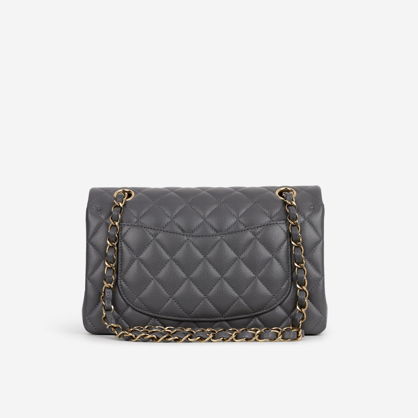 Chanel Small Classic Flap - Dark Grey Caviar | Champagne Gold Hardware