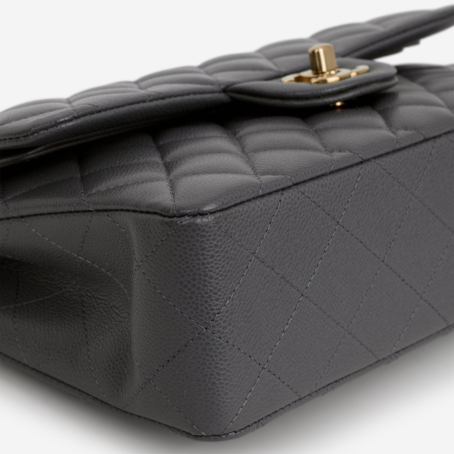 Chanel Small Classic Flap - Dark Grey Caviar | Champagne Gold Hardware