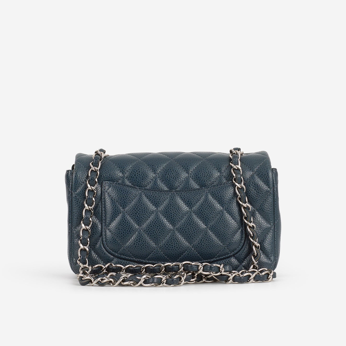 Chanel Mini Rectangular - Dark Teal Caviar | Silver Hardware