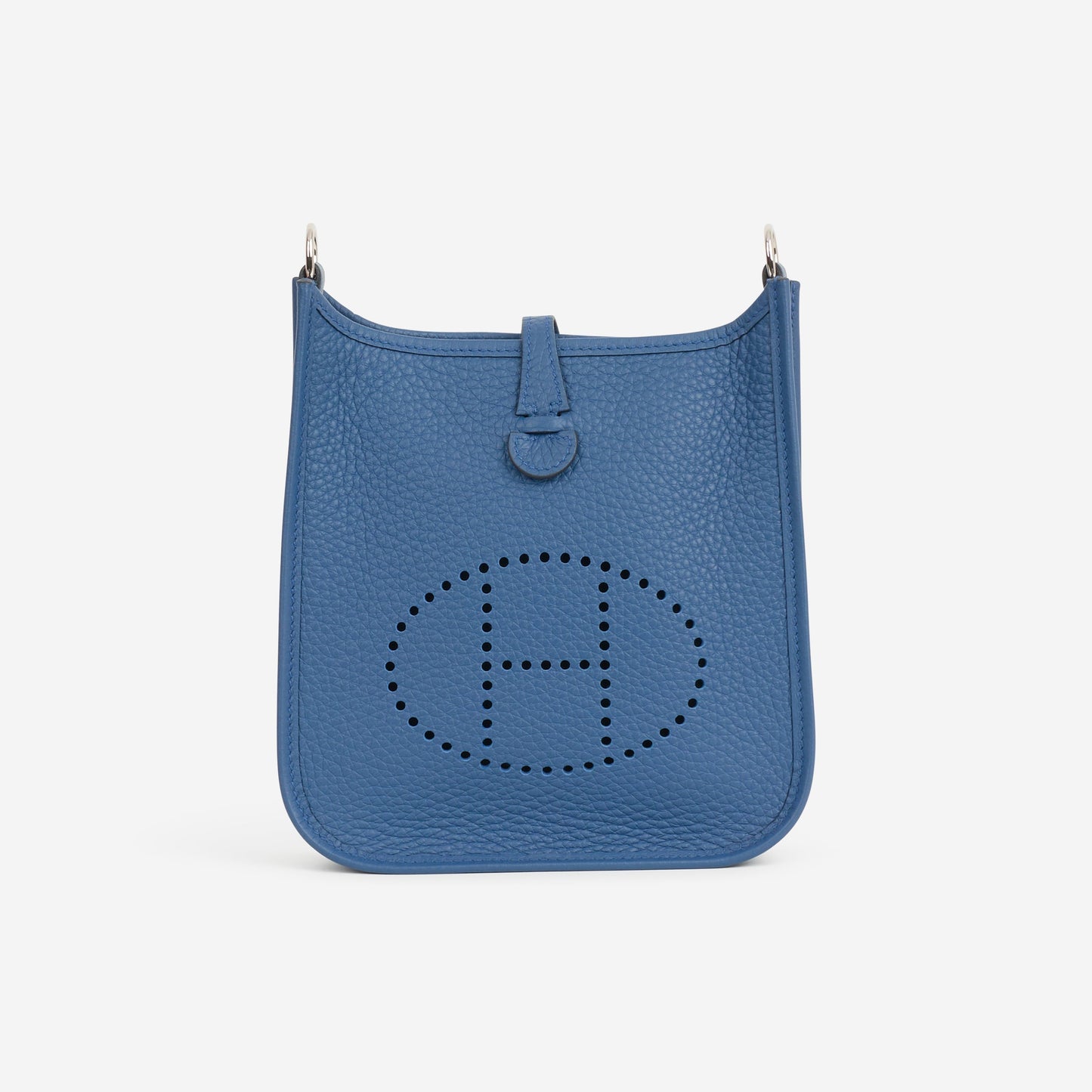 Hermès Mini Evelyne 16 - Bleu Tie Clemence / Contrasting Strap | Palladium Hardware