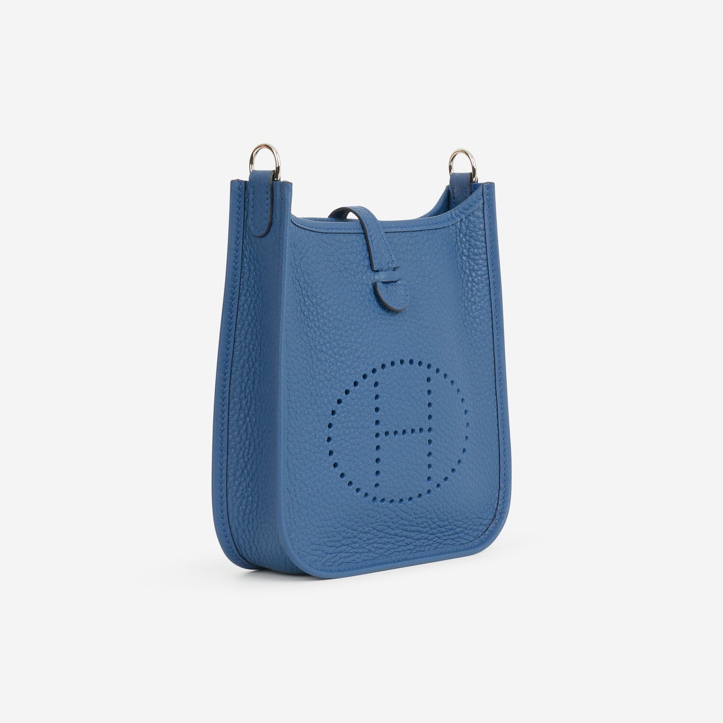Hermès Mini Evelyne 16 - Bleu Tie Clemence / Contrasting Strap | Palladium Hardware
