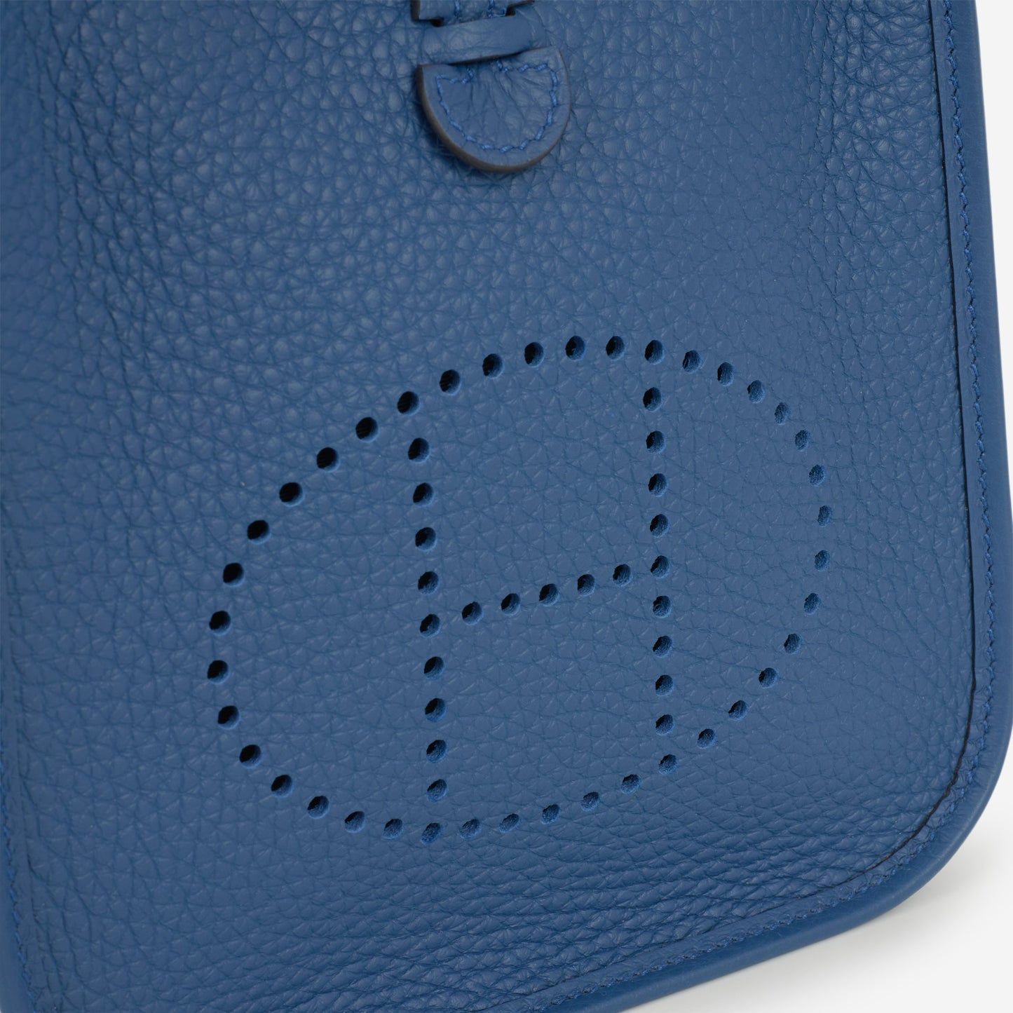 Hermès Mini Evelyne 16 - Bleu Tie Clemence / Contrasting Strap | Palladium Hardware