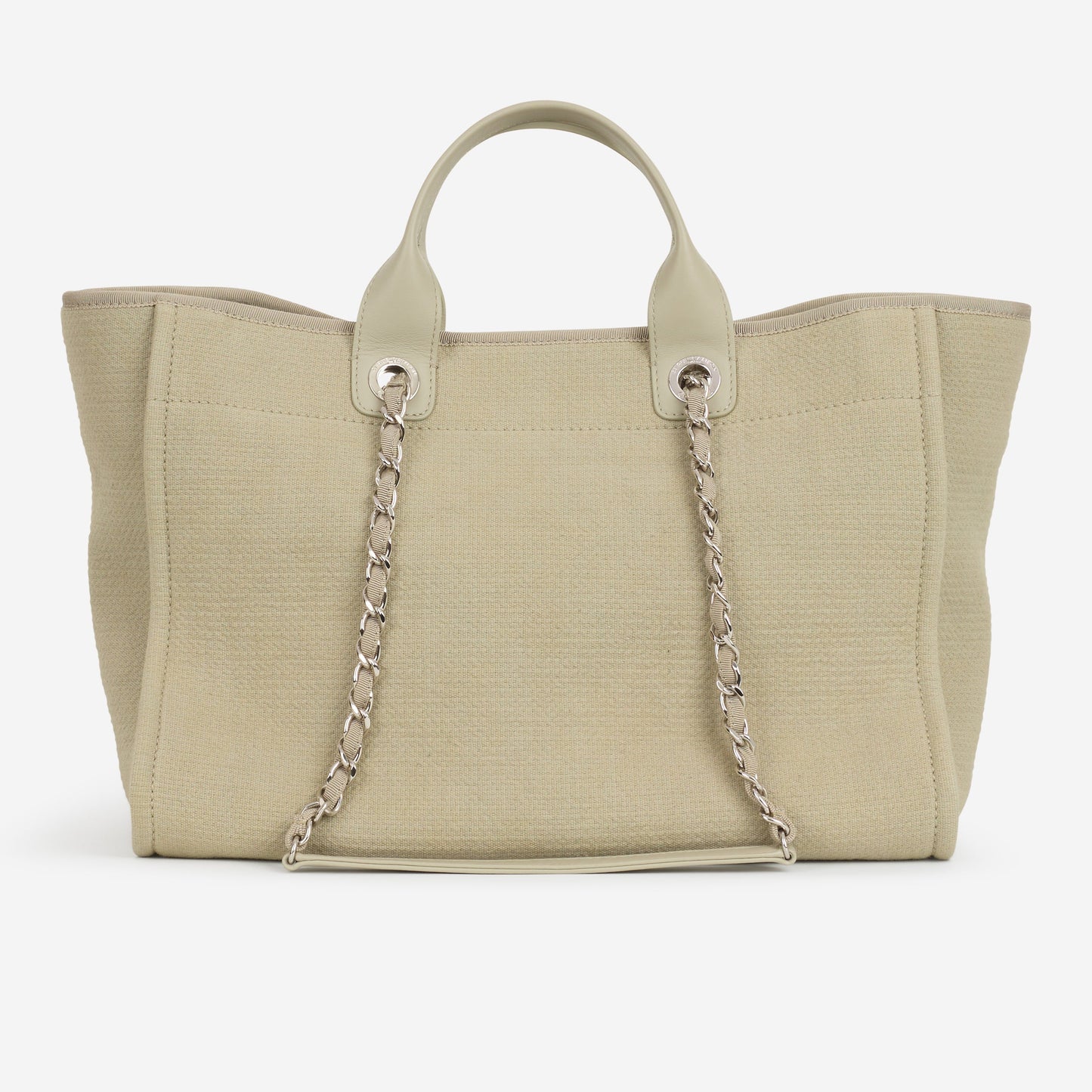 Chanel Deauville - Large Light Grey Fabric | Silver Hardware