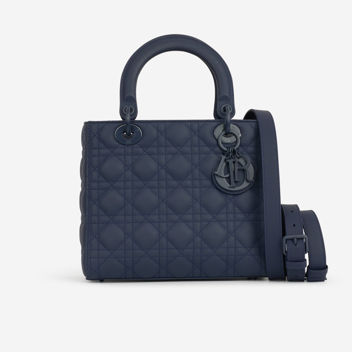 Dior Medium Lady Dior - Navy Ultramatte Calfskin | Tonal Hardware