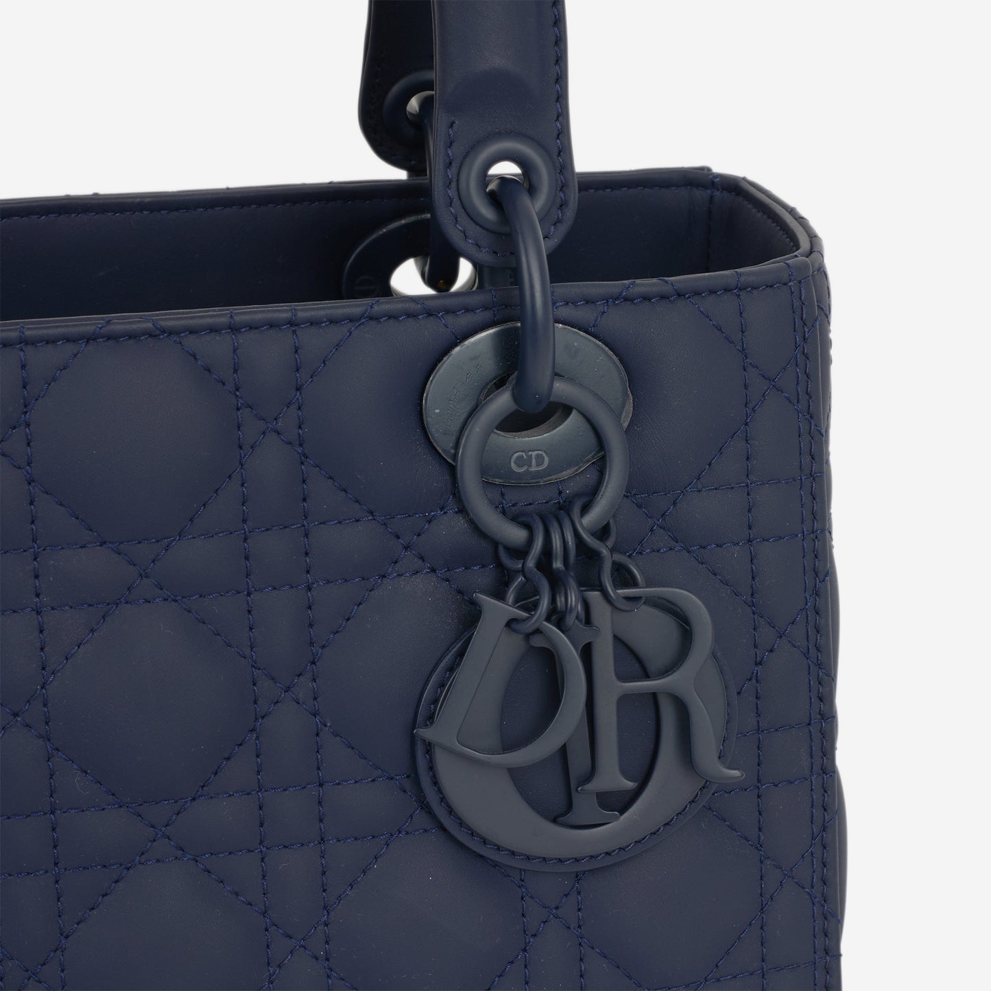 Dior Medium Lady Dior - Navy Ultramatte Calfskin | Tonal Hardware