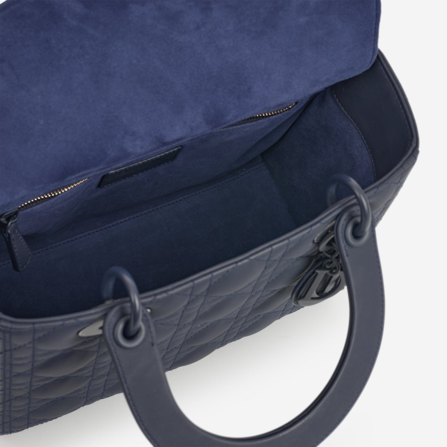 Dior Medium Lady Dior - Navy Ultramatte Calfskin | Tonal Hardware