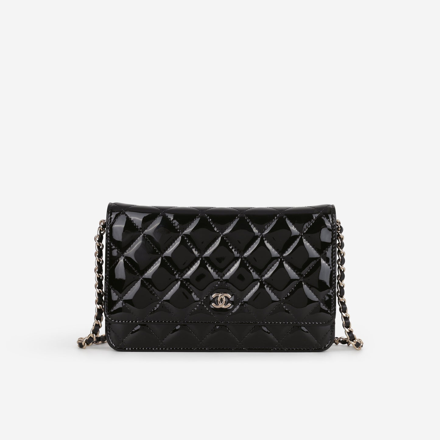 Chanel Classic Wallet on Chain - Black Patent | Champagne Gold Hardware