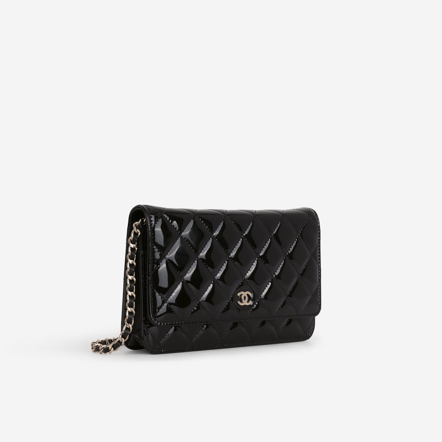 Chanel Classic Wallet on Chain - Black Patent | Champagne Gold Hardware