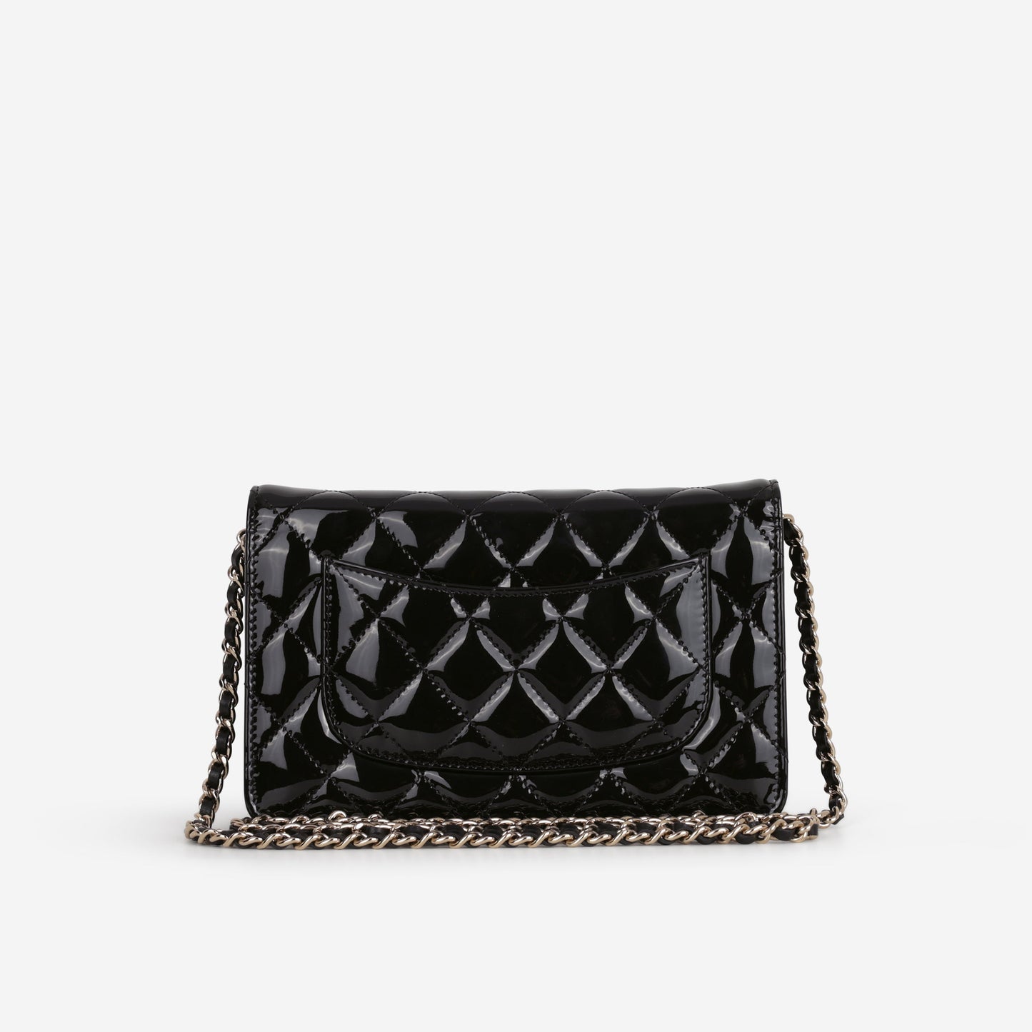 Chanel Classic Wallet on Chain - Black Patent | Champagne Gold Hardware