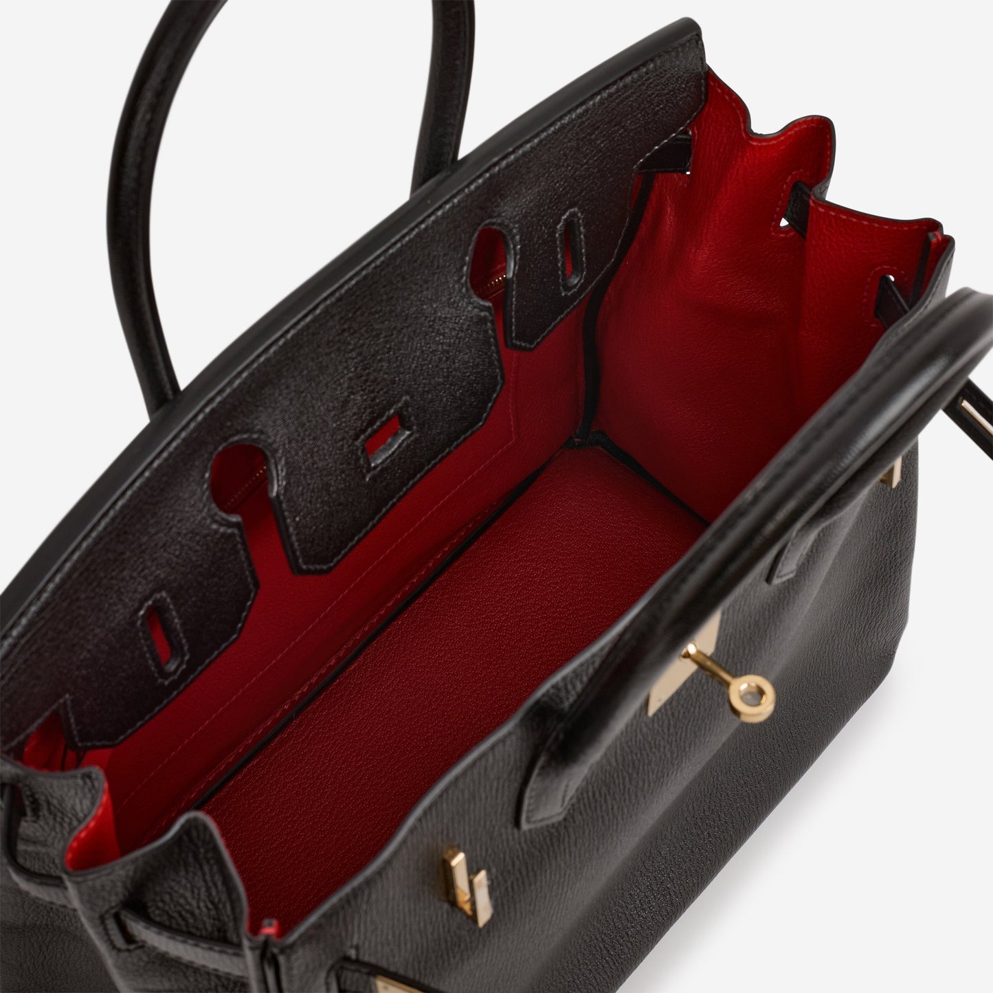Hermès HSS Birkin 30 - Black Chevre / Rouge Casaque Interior | Permabrass Hardware