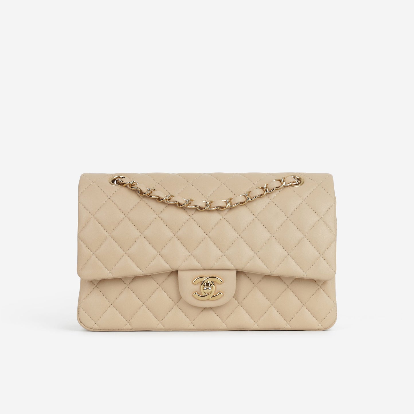 Chanel Medium Classic Flap - Beige Lambskin | Gold Hardware