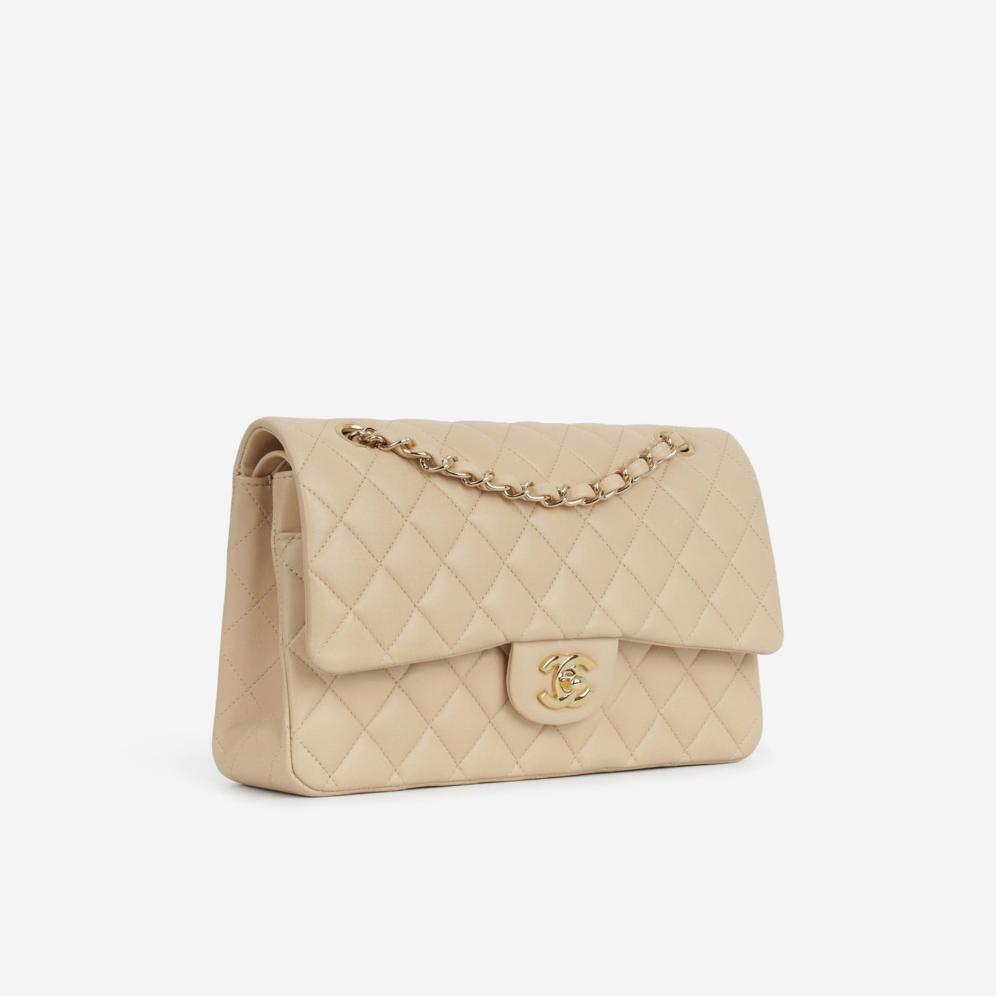 Chanel Medium Classic Flap - Beige Lambskin | Gold Hardware
