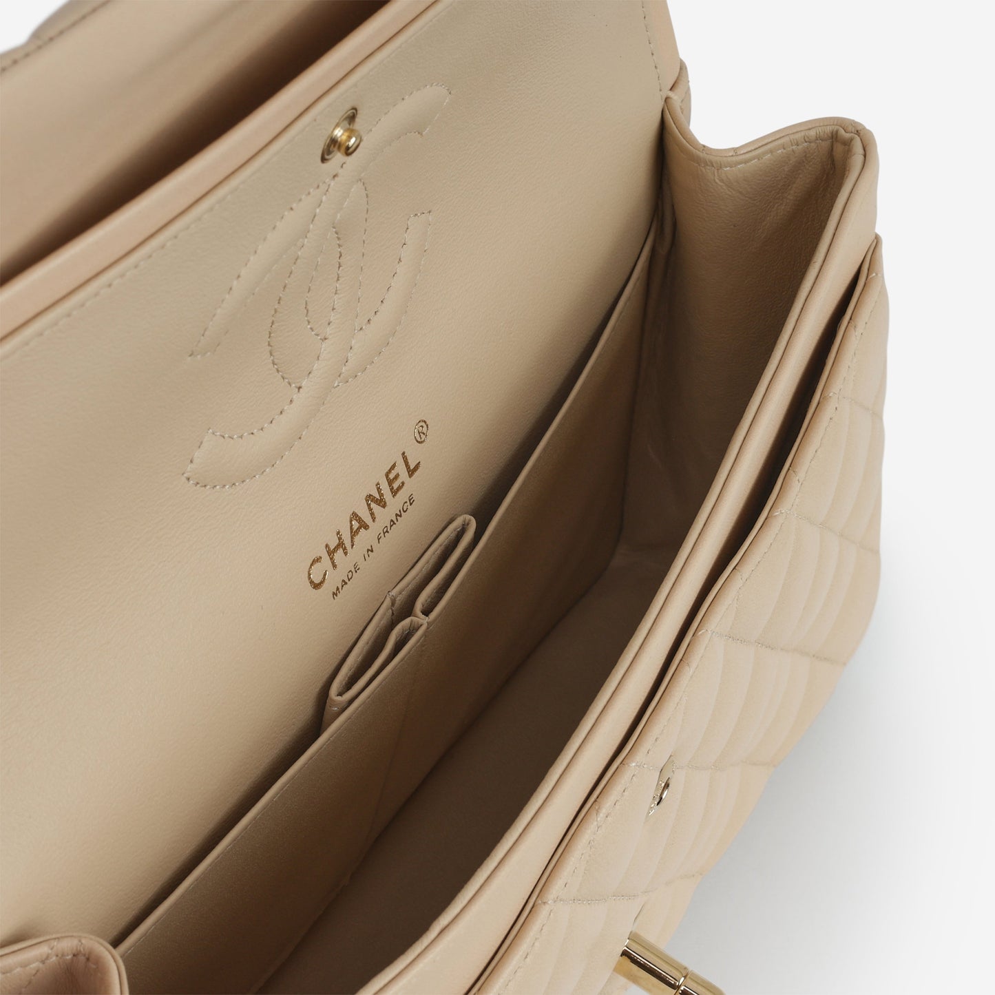 Chanel Medium Classic Flap - Beige Lambskin | Gold Hardware