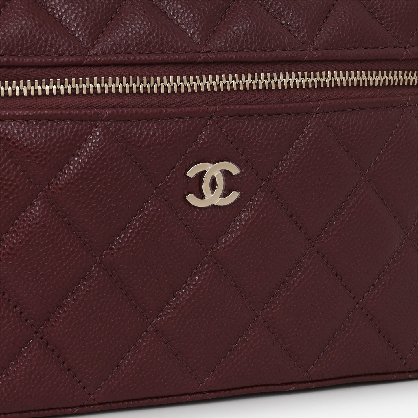 Chanel Top Handle Vanity With Chain - Burgundy Caviar | Champagne Gold Hardware