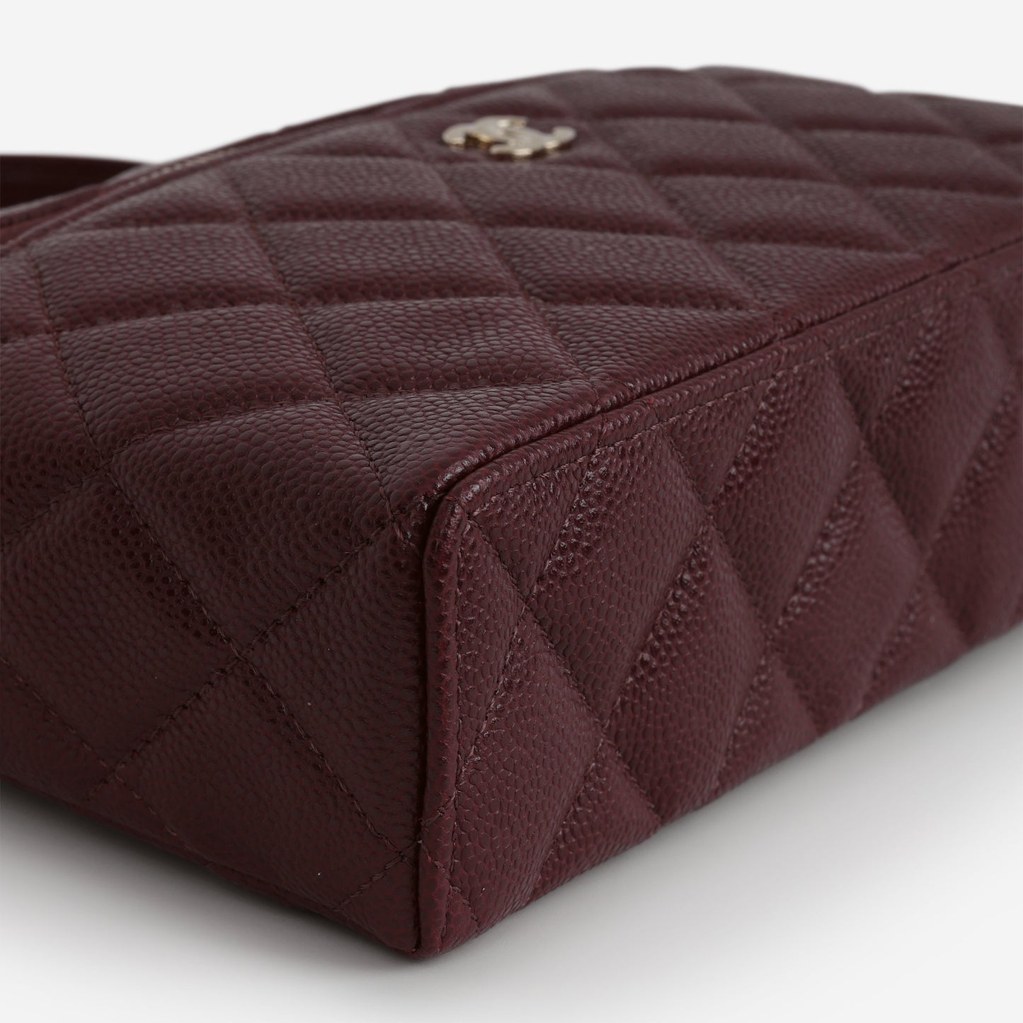 Chanel Top Handle Vanity With Chain - Burgundy Caviar | Champagne Gold Hardware