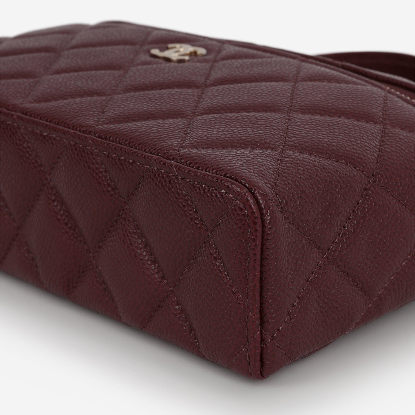Chanel Top Handle Vanity With Chain - Burgundy Caviar | Champagne Gold Hardware
