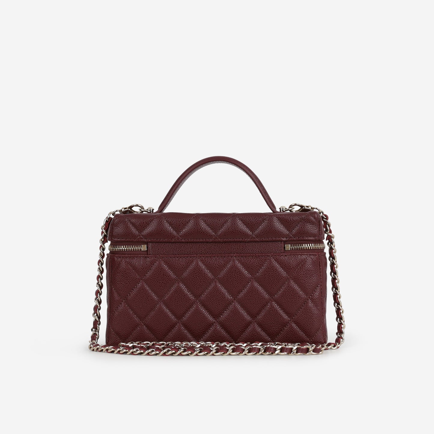 Chanel Top Handle Vanity With Chain - Burgundy Caviar | Champagne Gold Hardware