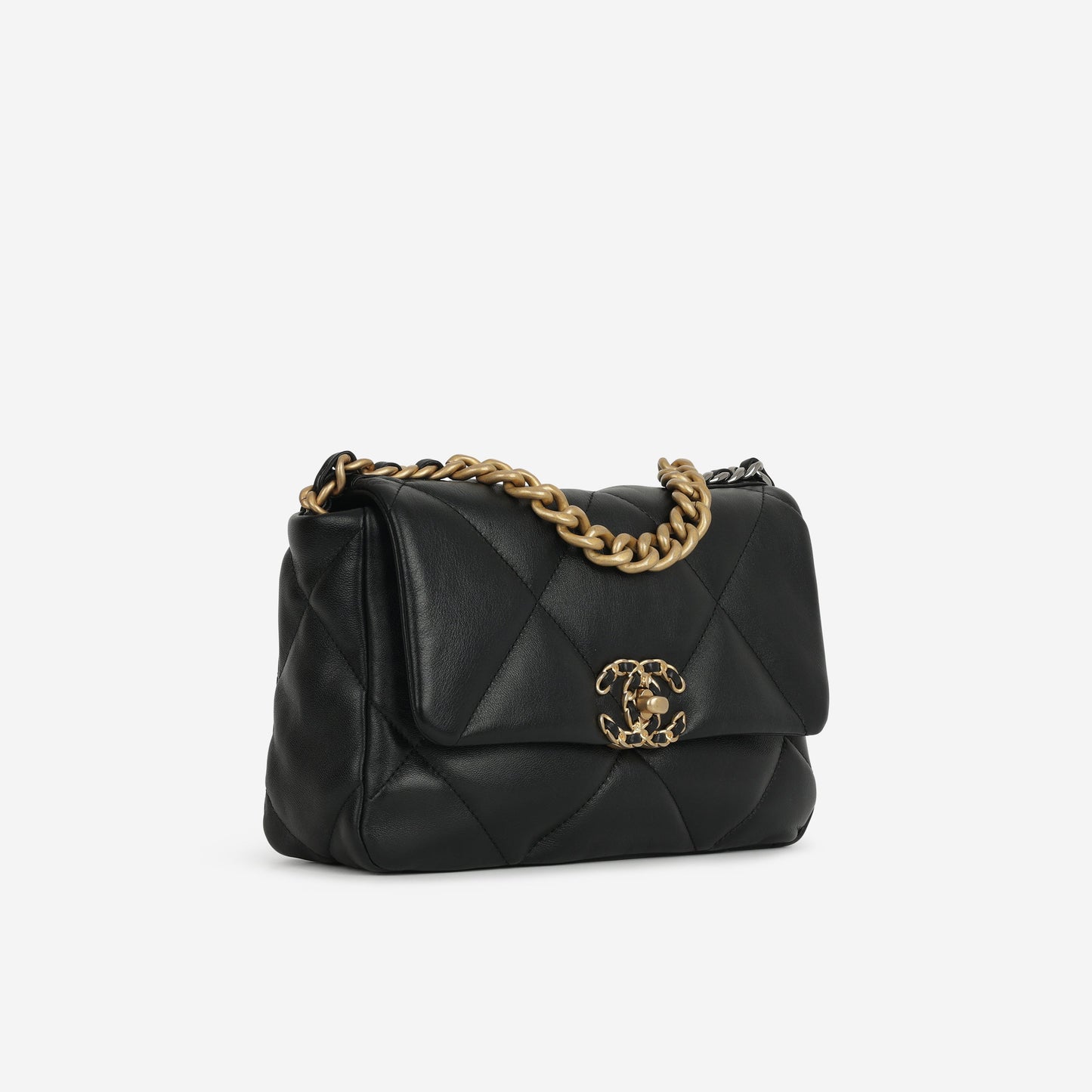 Chanel Small 19 Flap Bag - Black Lambskin | Gold & Silver Hardware