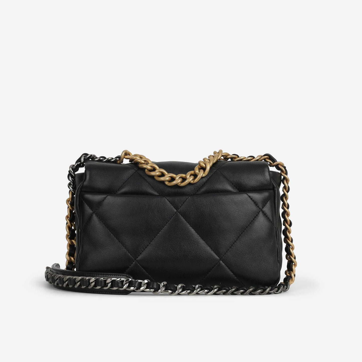 Chanel Small 19 Flap Bag - Black Lambskin | Gold & Silver Hardware