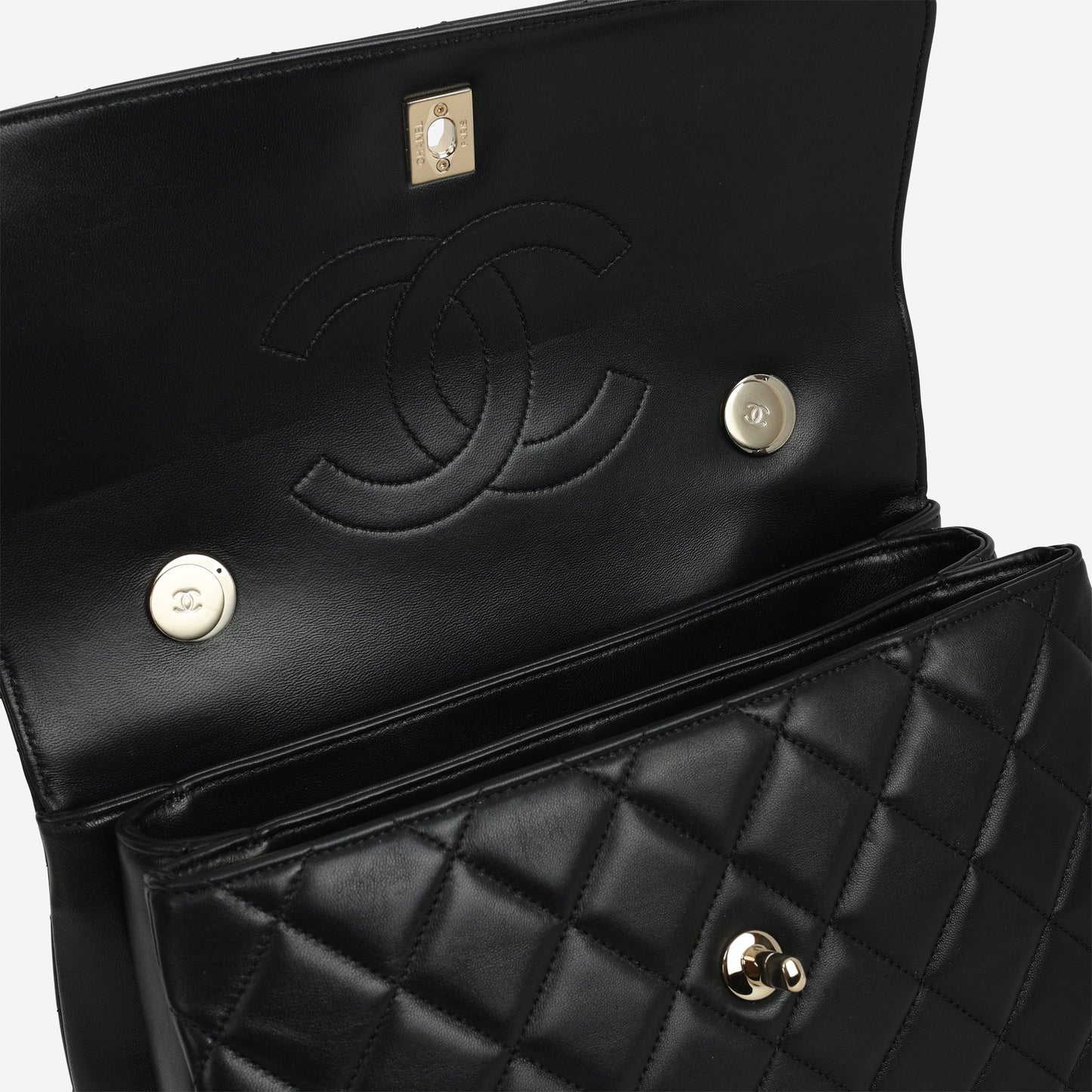 Chanel Medium Trendy CC Flap Bag - Black Lambskin | Champagne Gold Hardware