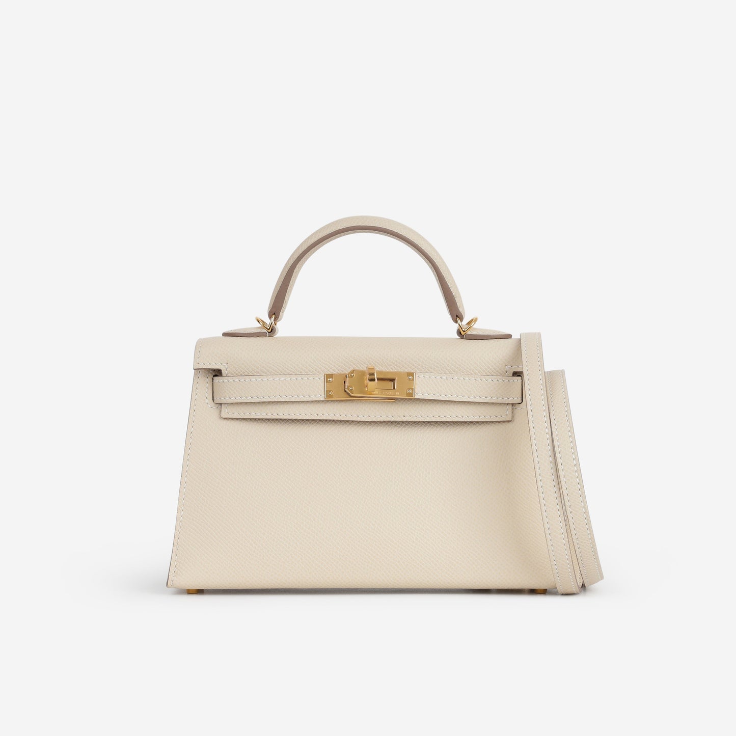 Hermès HSS Mini Kelly - Craie Epsom / Gold Interior | Gold Hardware