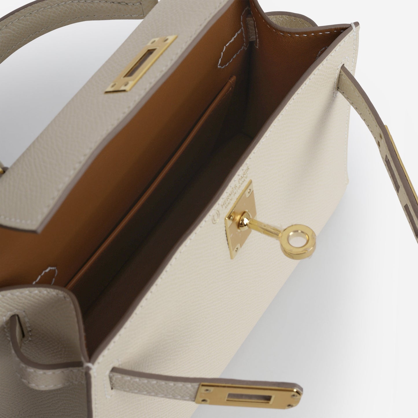 Hermès HSS Mini Kelly - Craie Epsom / Gold Interior | Gold Hardware