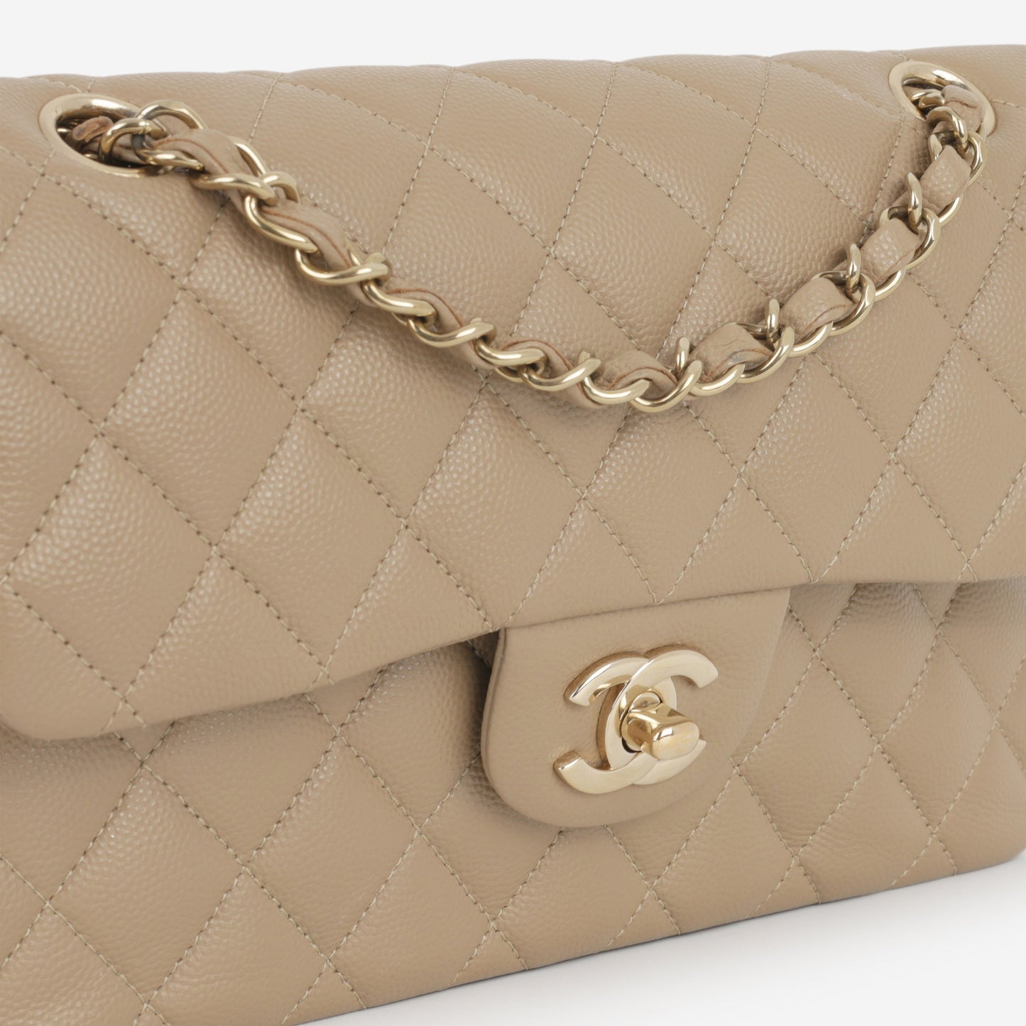 Chanel Small Classic Flap - Beige Caviar | Champagne Gold Hardware